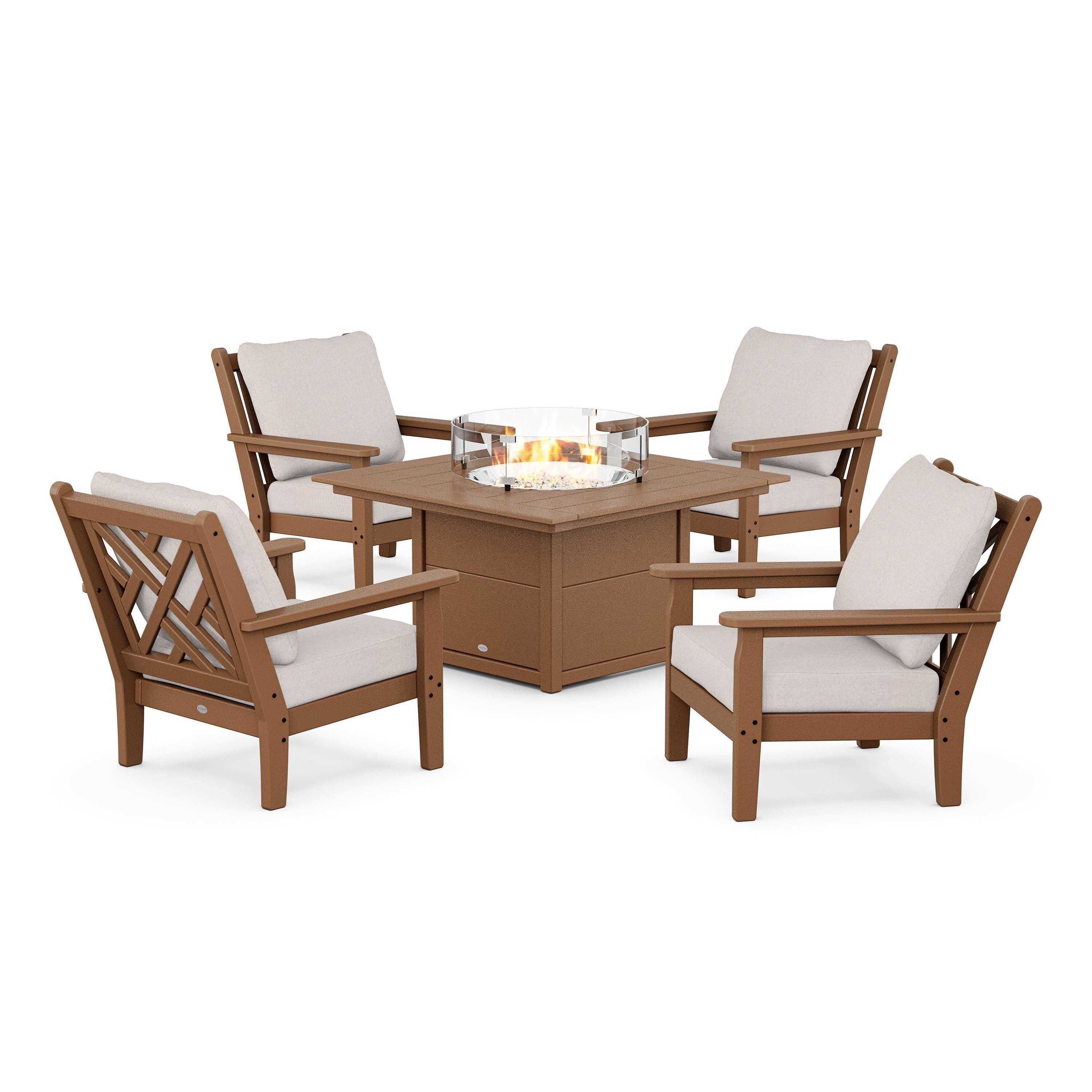 Chippendale 5-Piece Deep Seating Set with Fire Pit Table