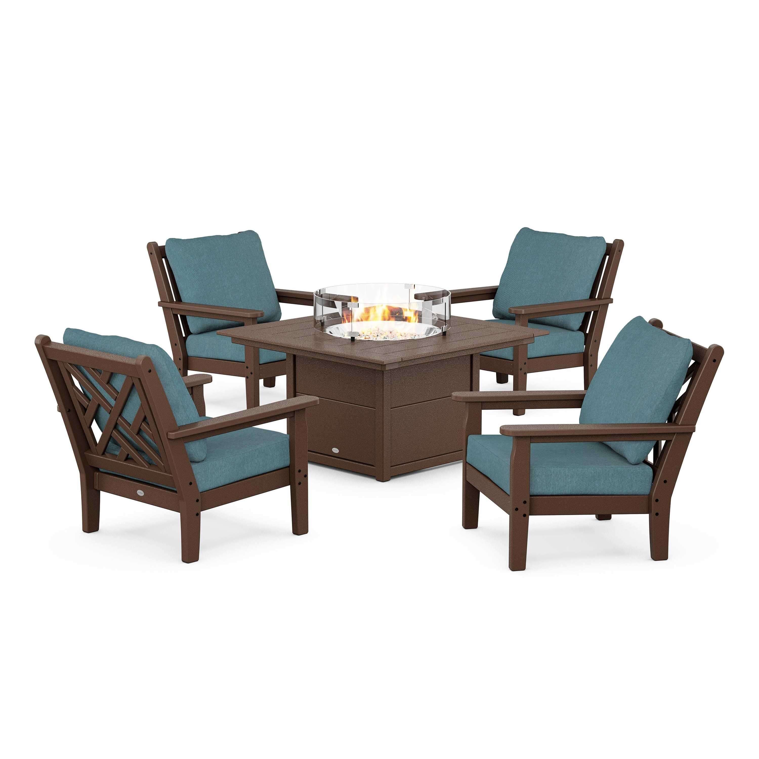 Chippendale 5-Piece Deep Seating Set with Fire Pit Table