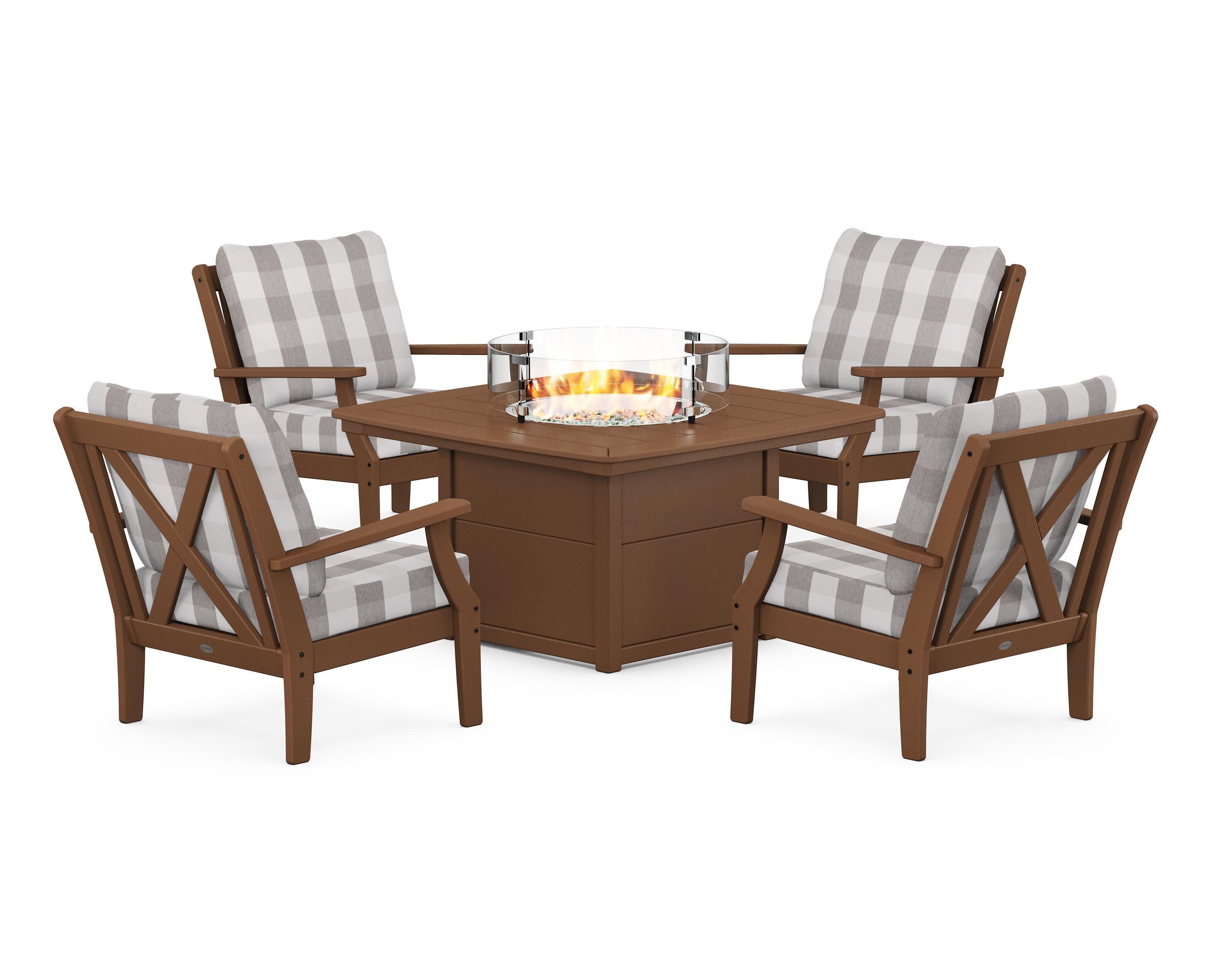 Braxton 5-Piece Deep Seating Conversation Set with Fire Pit Table
