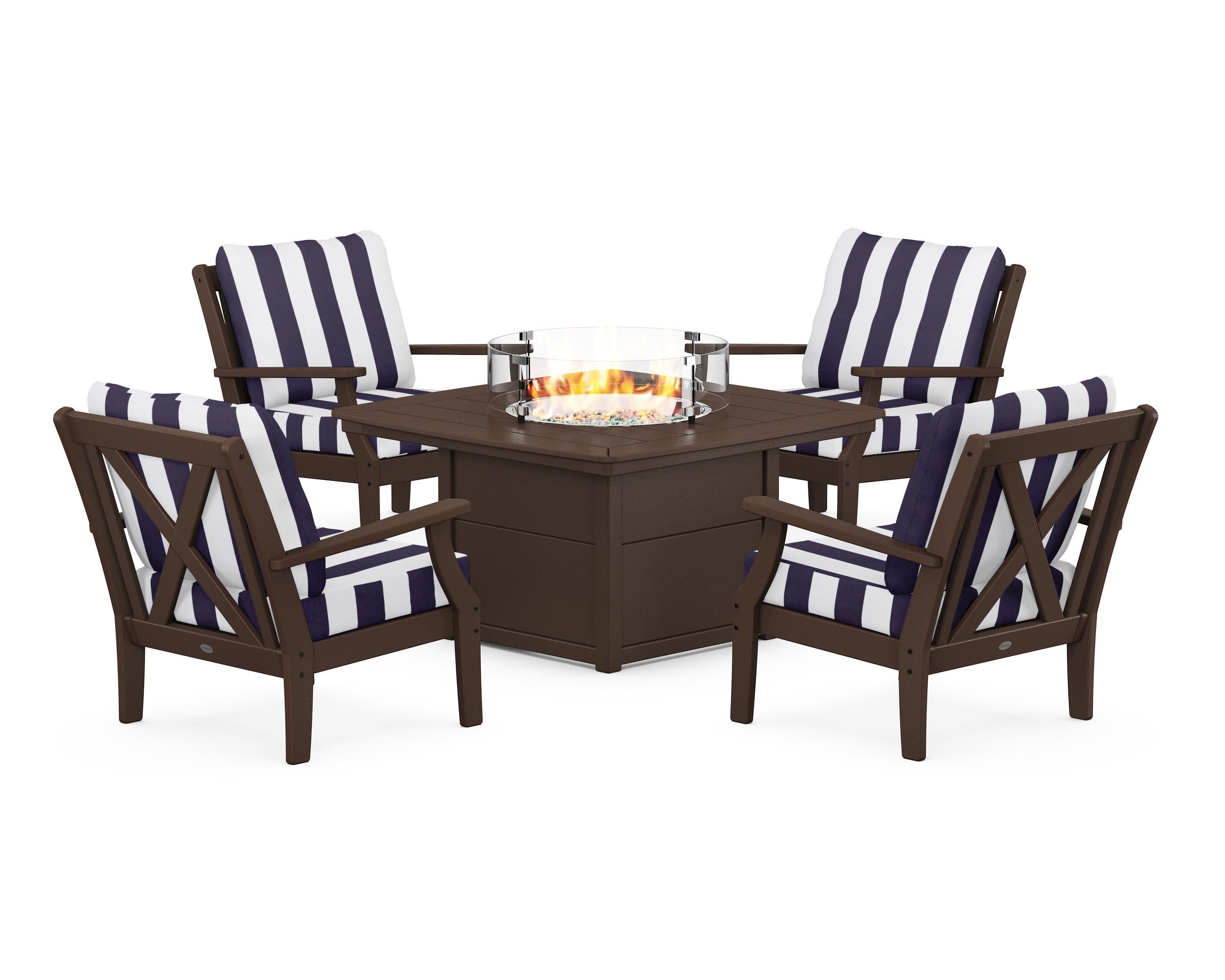 Braxton 5-Piece Deep Seating Conversation Set with Fire Pit Table