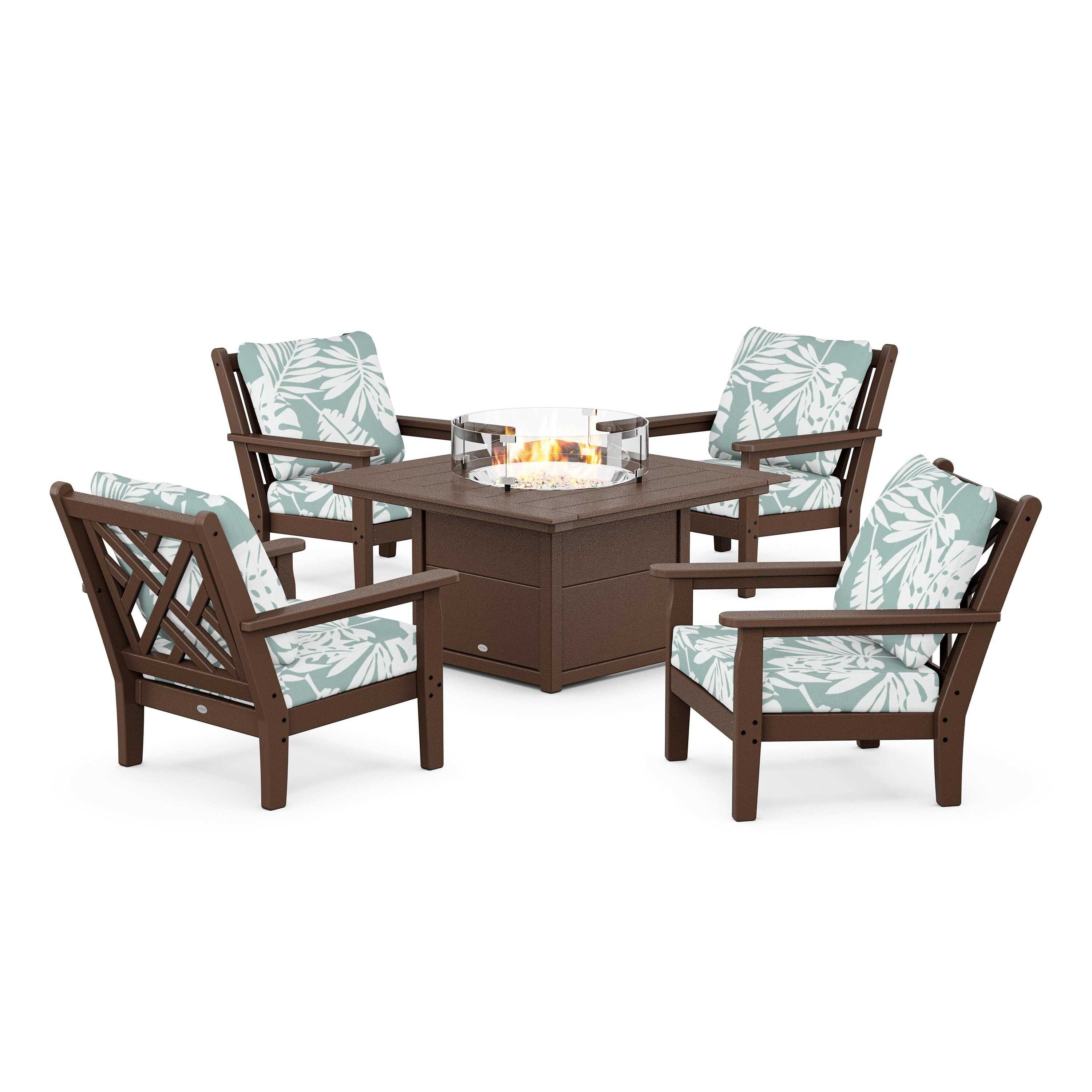 Chippendale 5-Piece Deep Seating Set with Fire Pit Table