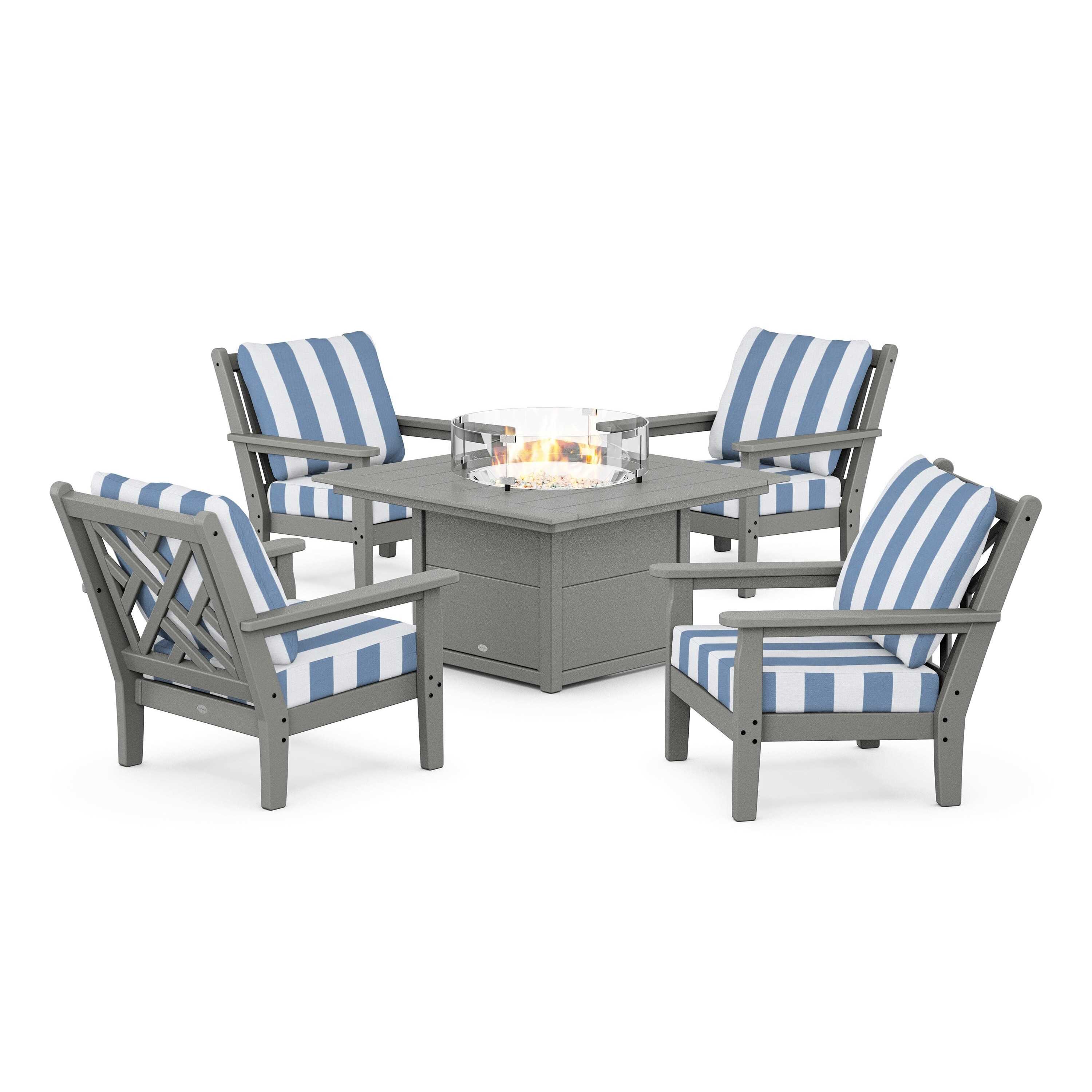 Chippendale 5-Piece Deep Seating Set with Fire Pit Table