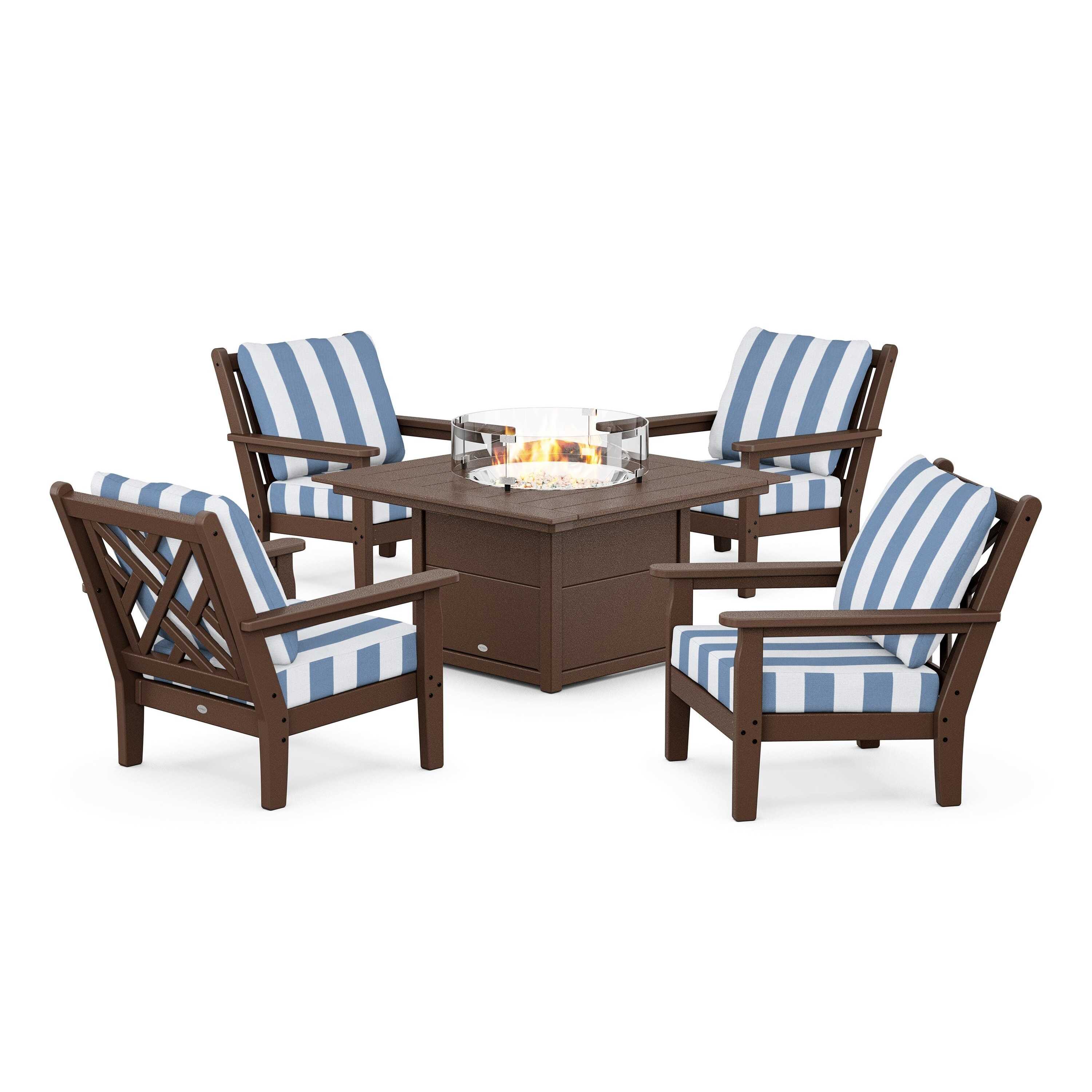 Chippendale 5-Piece Deep Seating Set with Fire Pit Table