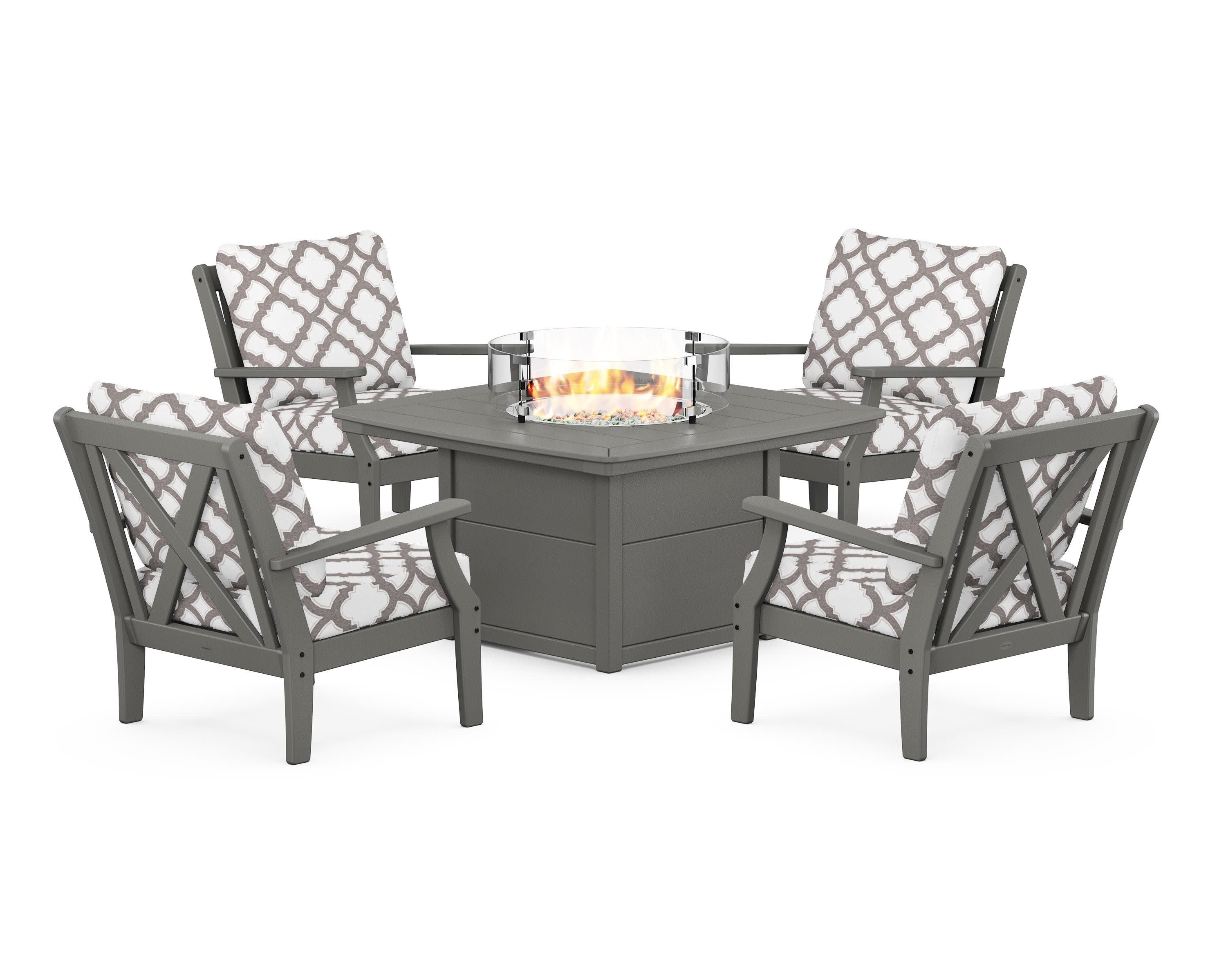 Braxton 5-Piece Deep Seating Conversation Set with Fire Pit Table