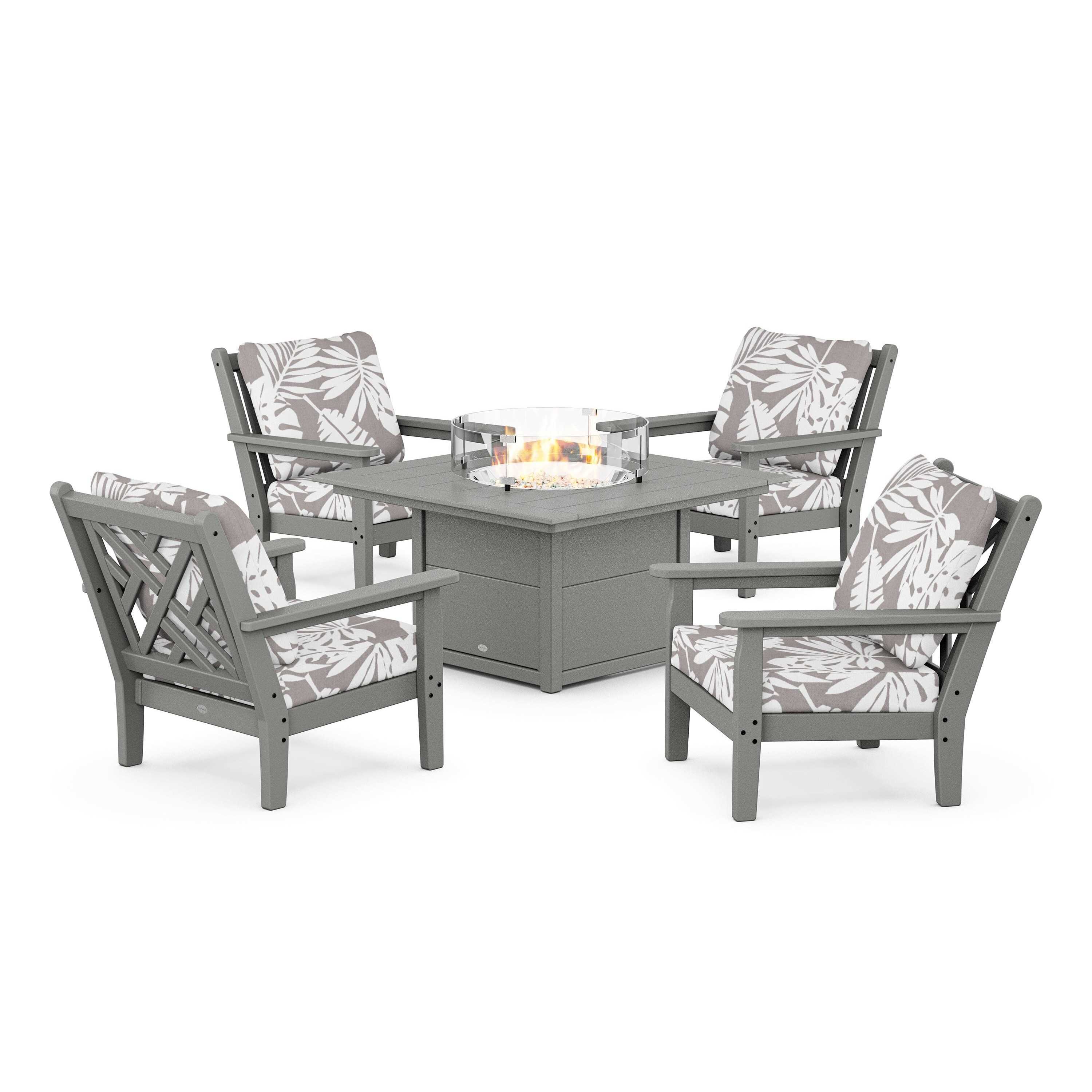 Chippendale 5-Piece Deep Seating Set with Fire Pit Table