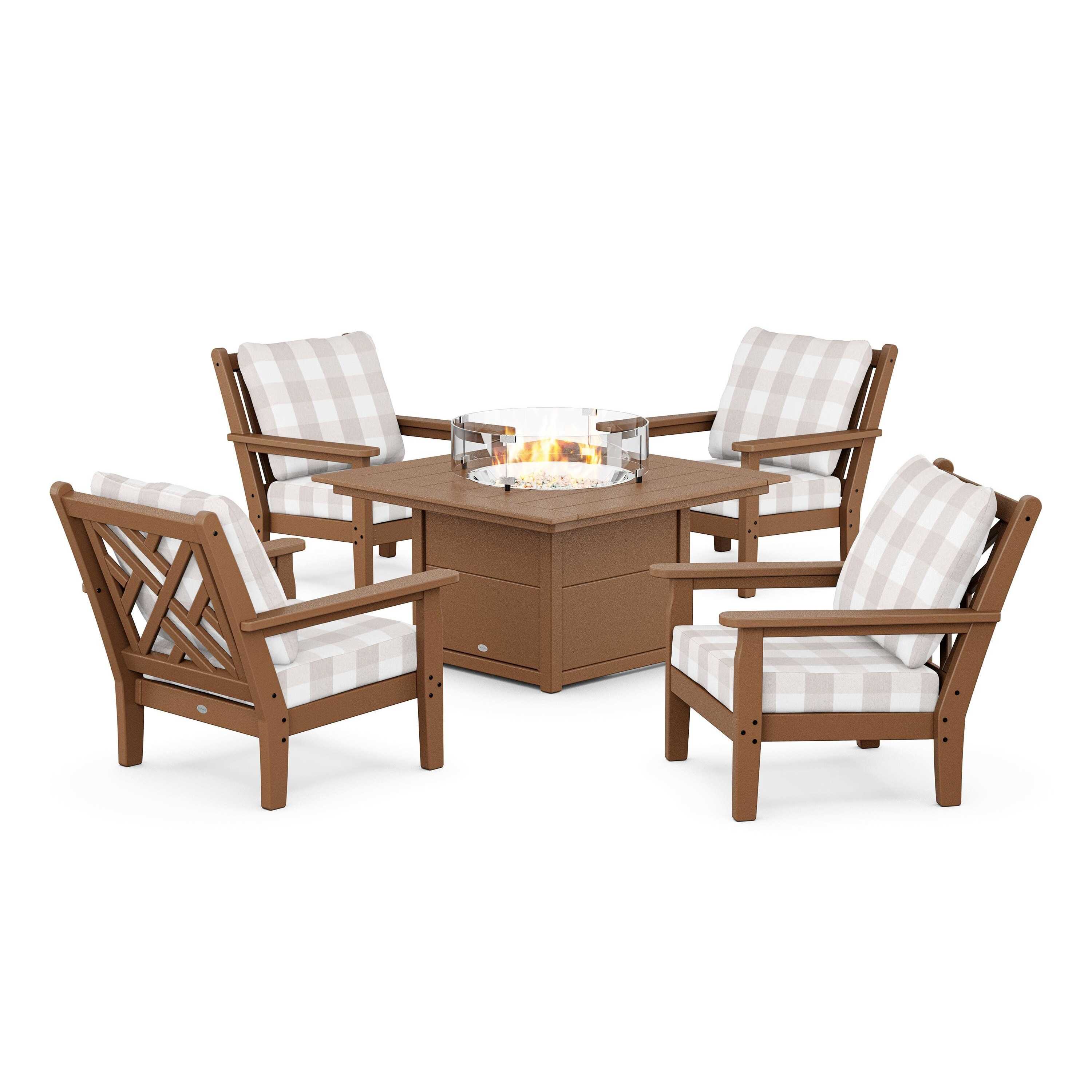 Chippendale 5-Piece Deep Seating Set with Fire Pit Table