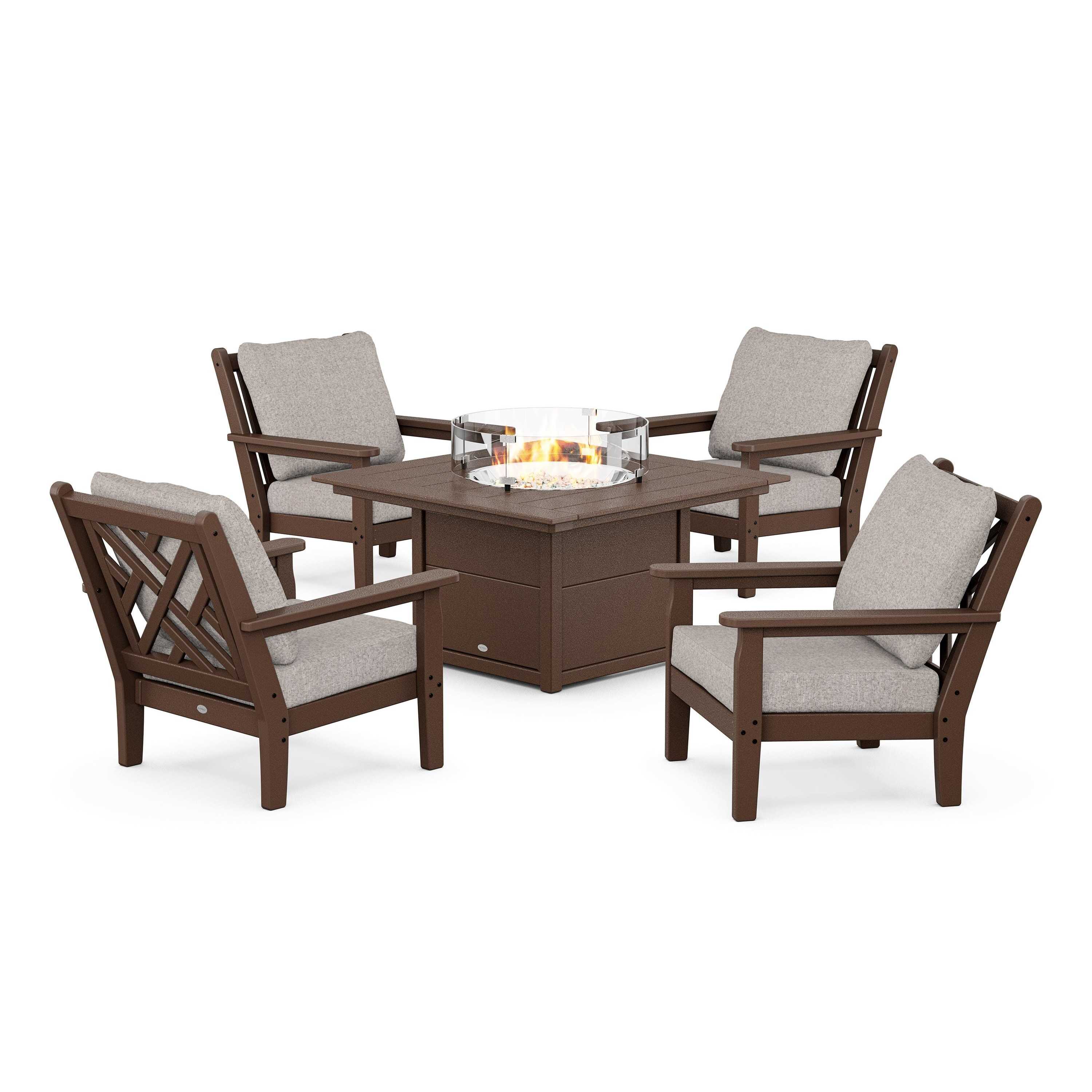 Chippendale 5-Piece Deep Seating Set with Fire Pit Table