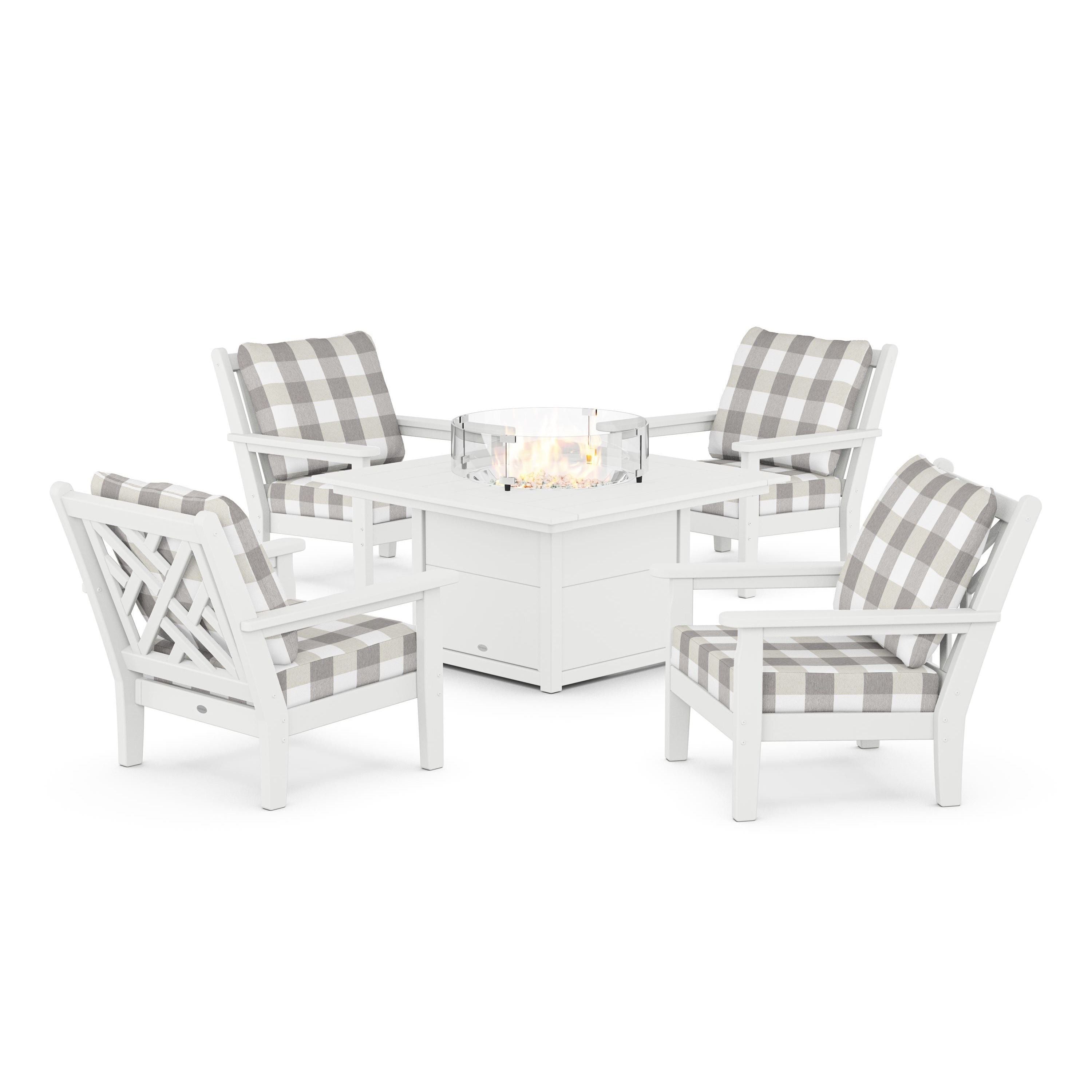 Chippendale 5-Piece Deep Seating Set with Fire Pit Table
