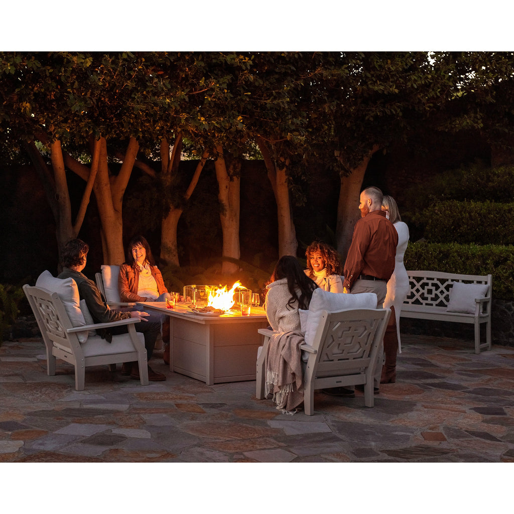 Chinoiserie 5-Piece Deep Seating Set with Fire Pit Table