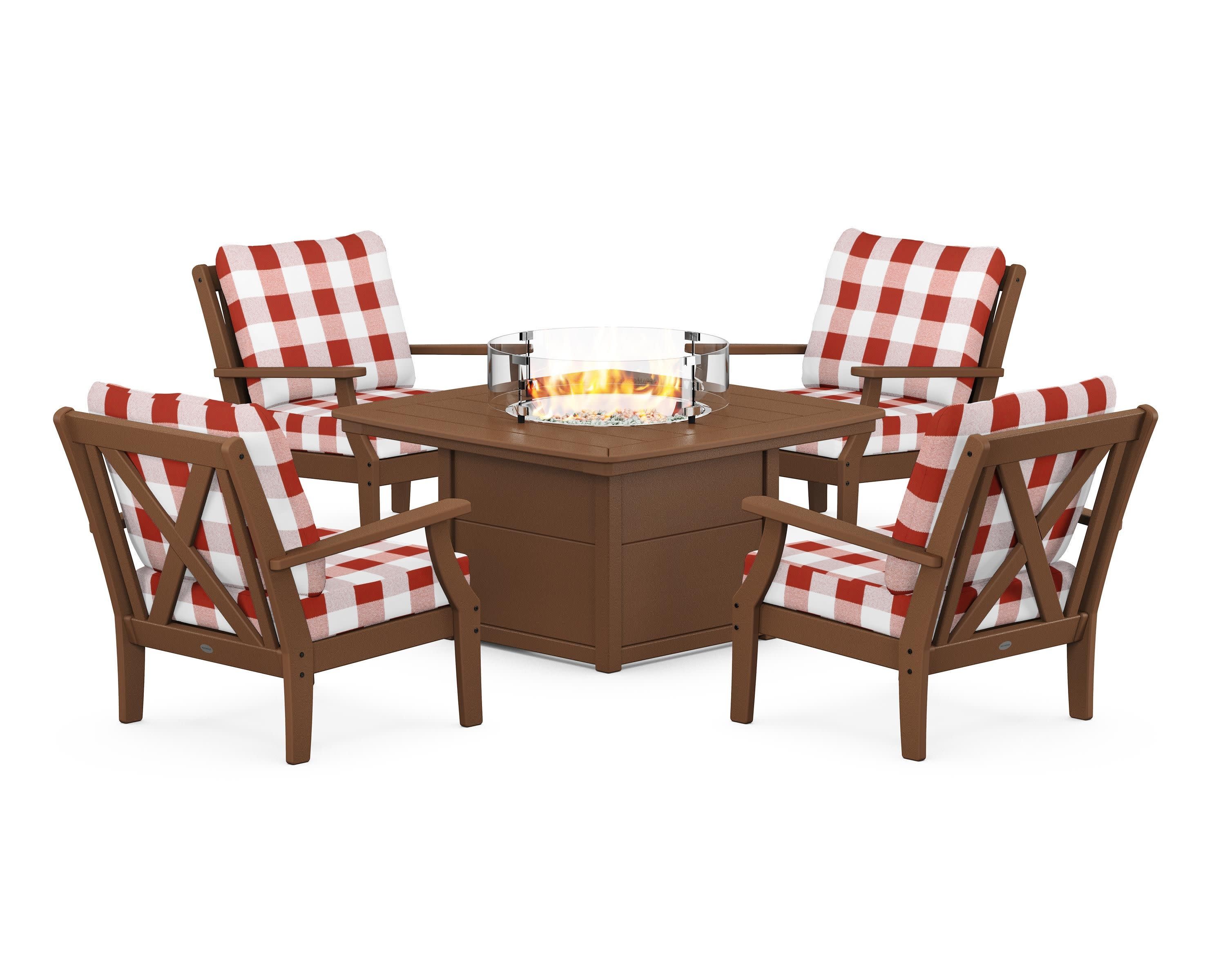 Braxton 5-Piece Deep Seating Conversation Set with Fire Pit Table