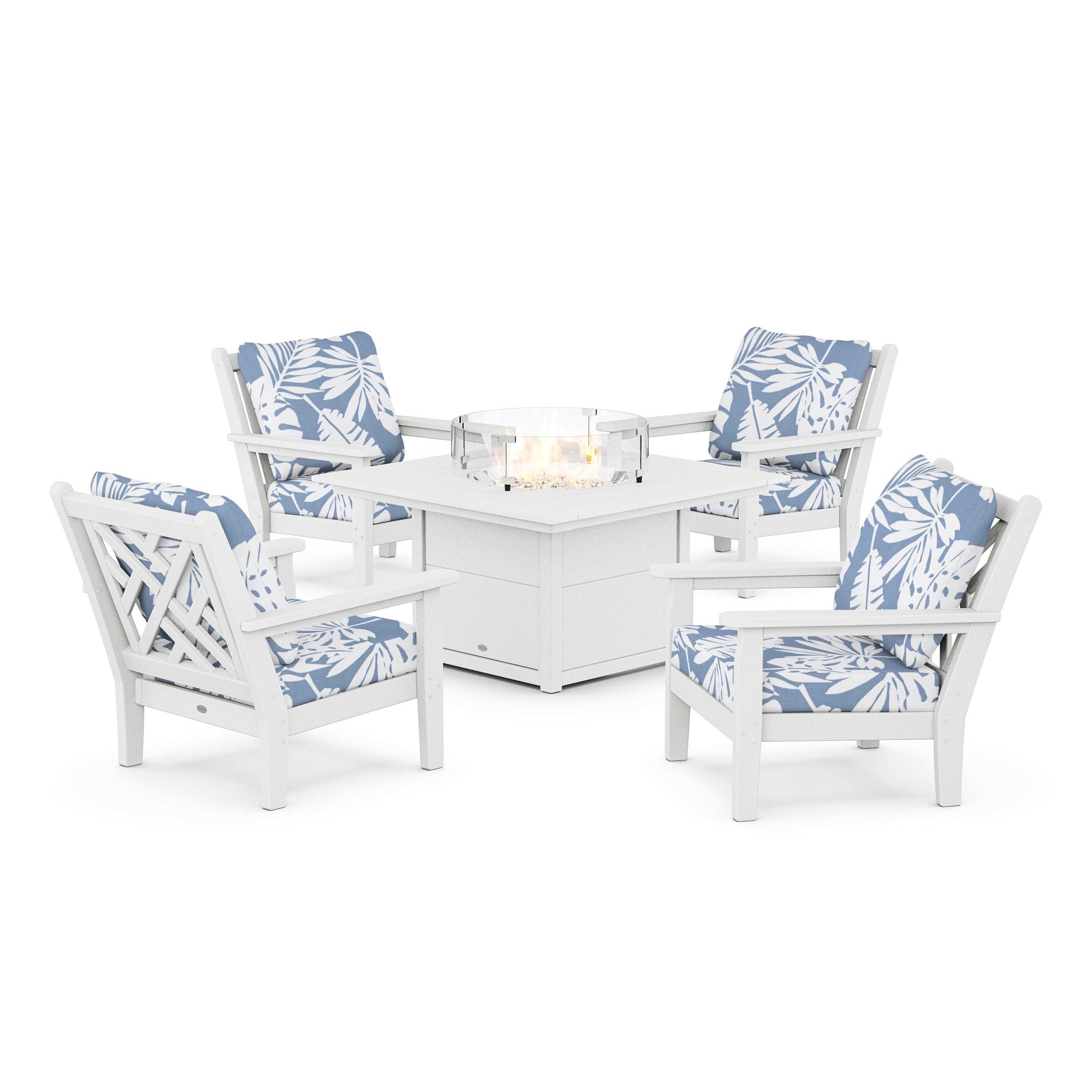 Chippendale 5-Piece Deep Seating Set with Fire Pit Table