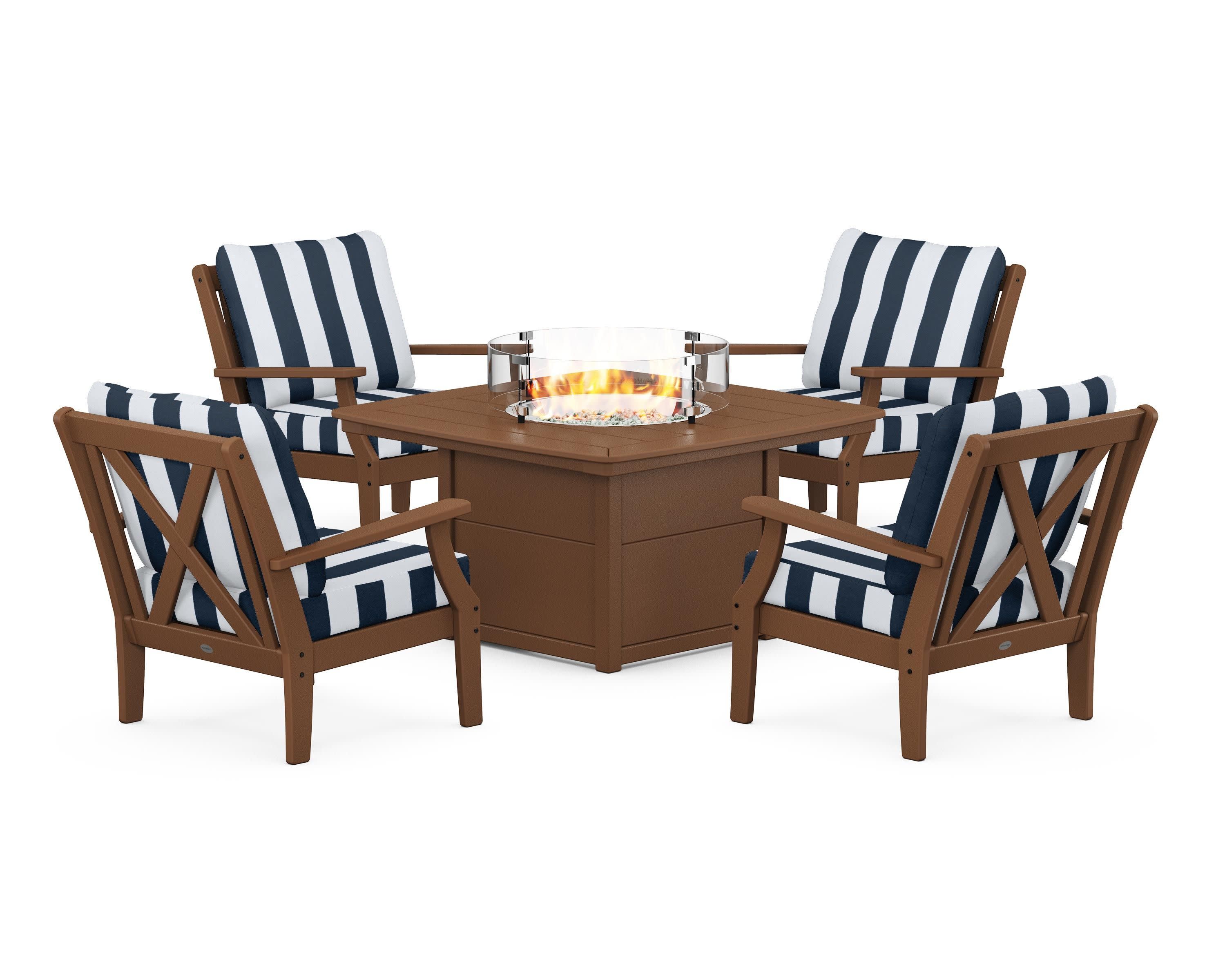 Braxton 5-Piece Deep Seating Conversation Set with Fire Pit Table