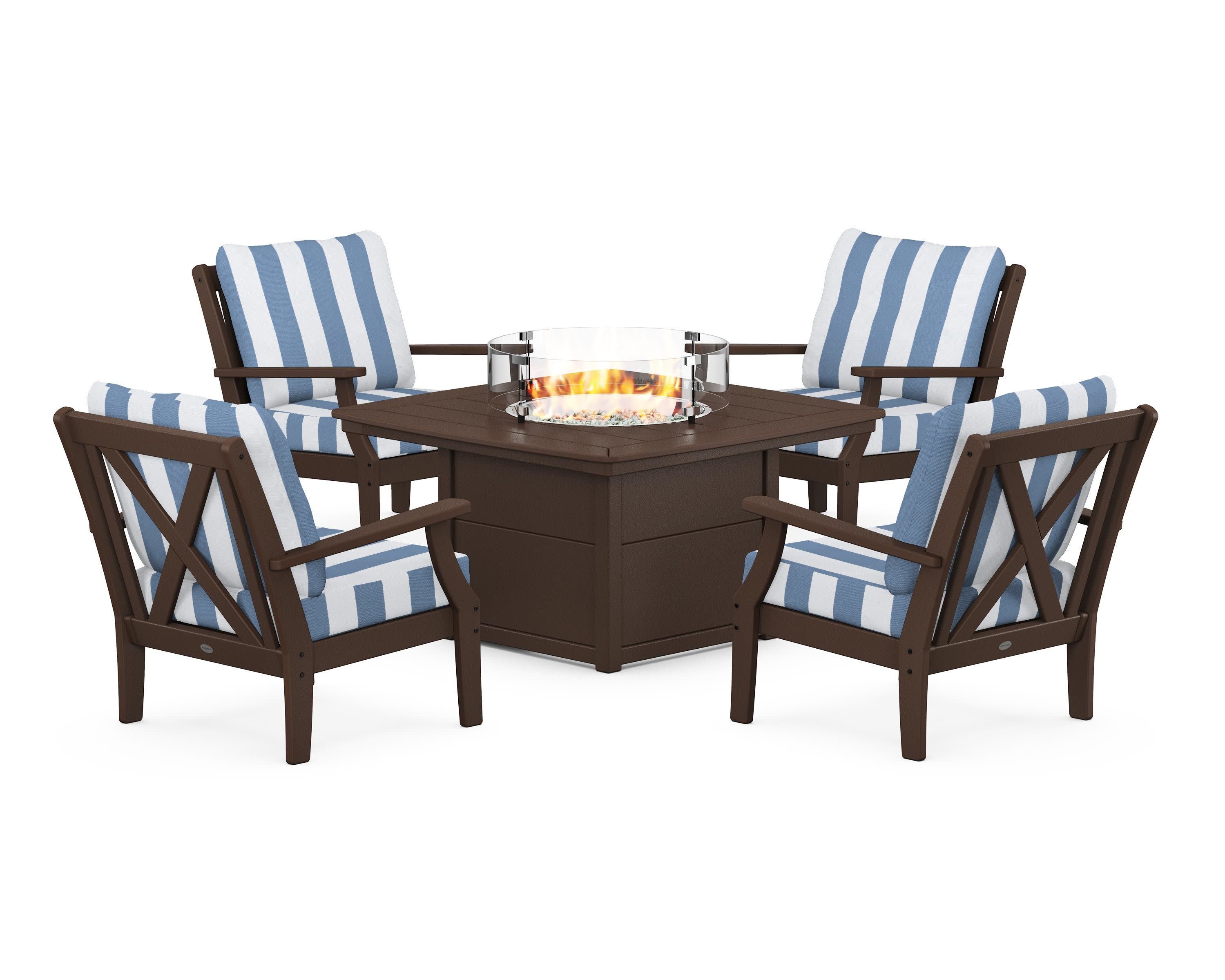 Braxton 5-Piece Deep Seating Conversation Set with Fire Pit Table