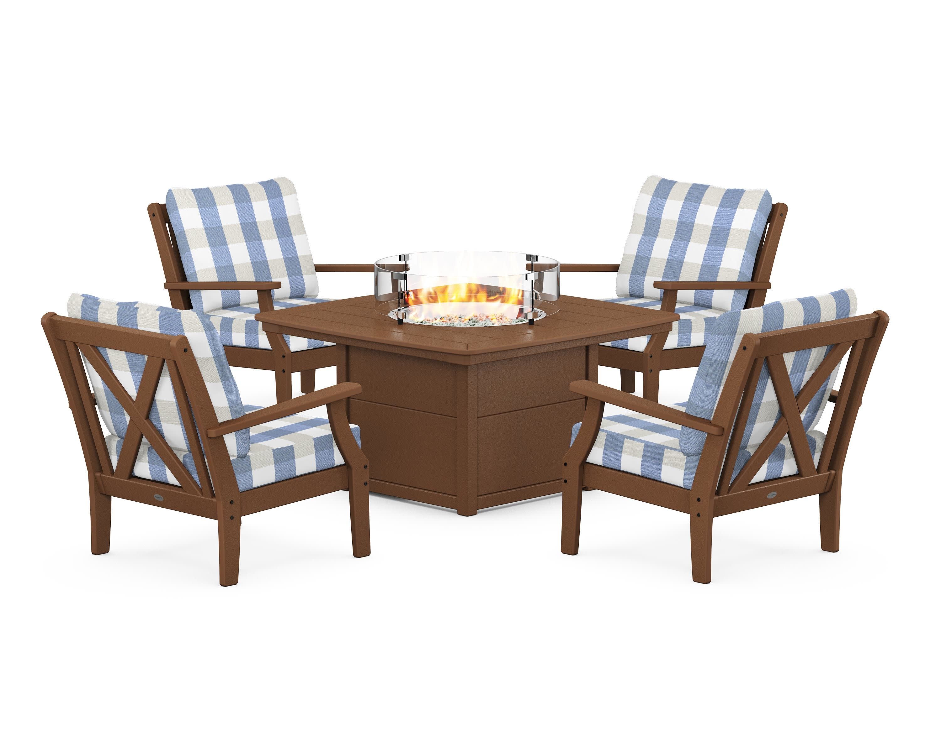Braxton 5-Piece Deep Seating Conversation Set with Fire Pit Table