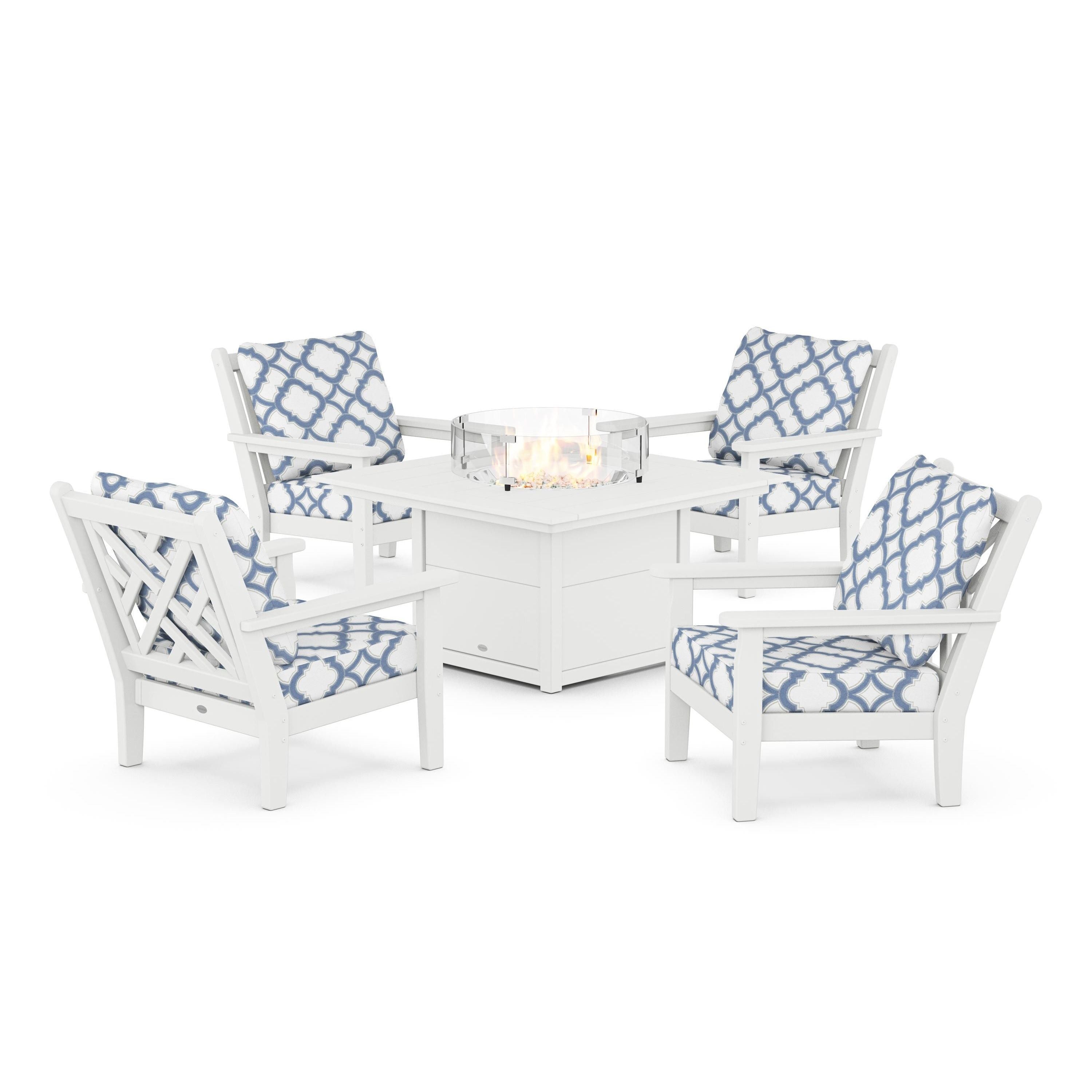 Chippendale 5-Piece Deep Seating Set with Fire Pit Table
