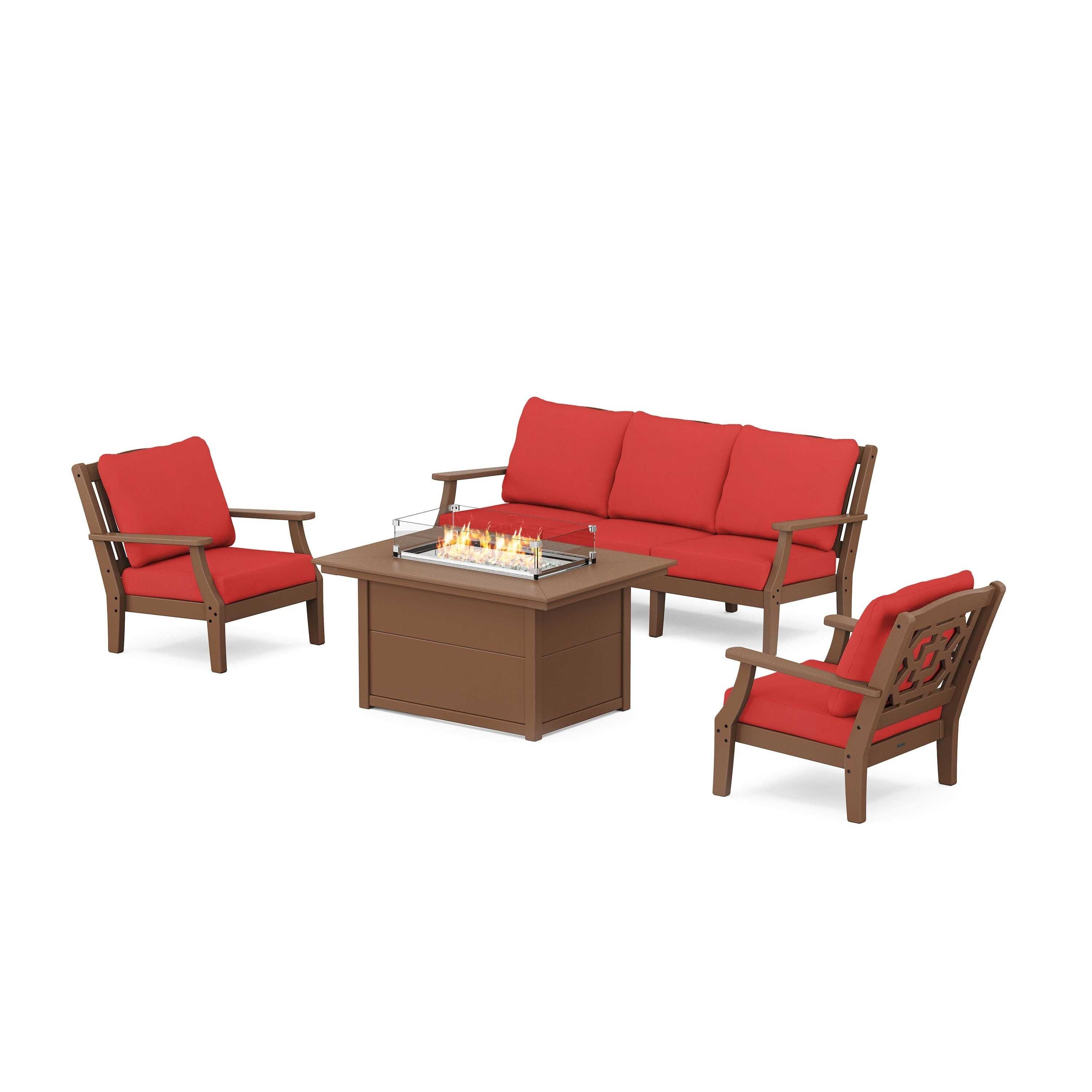 Chinoiserie Deep Seating Fire Pit Table Set