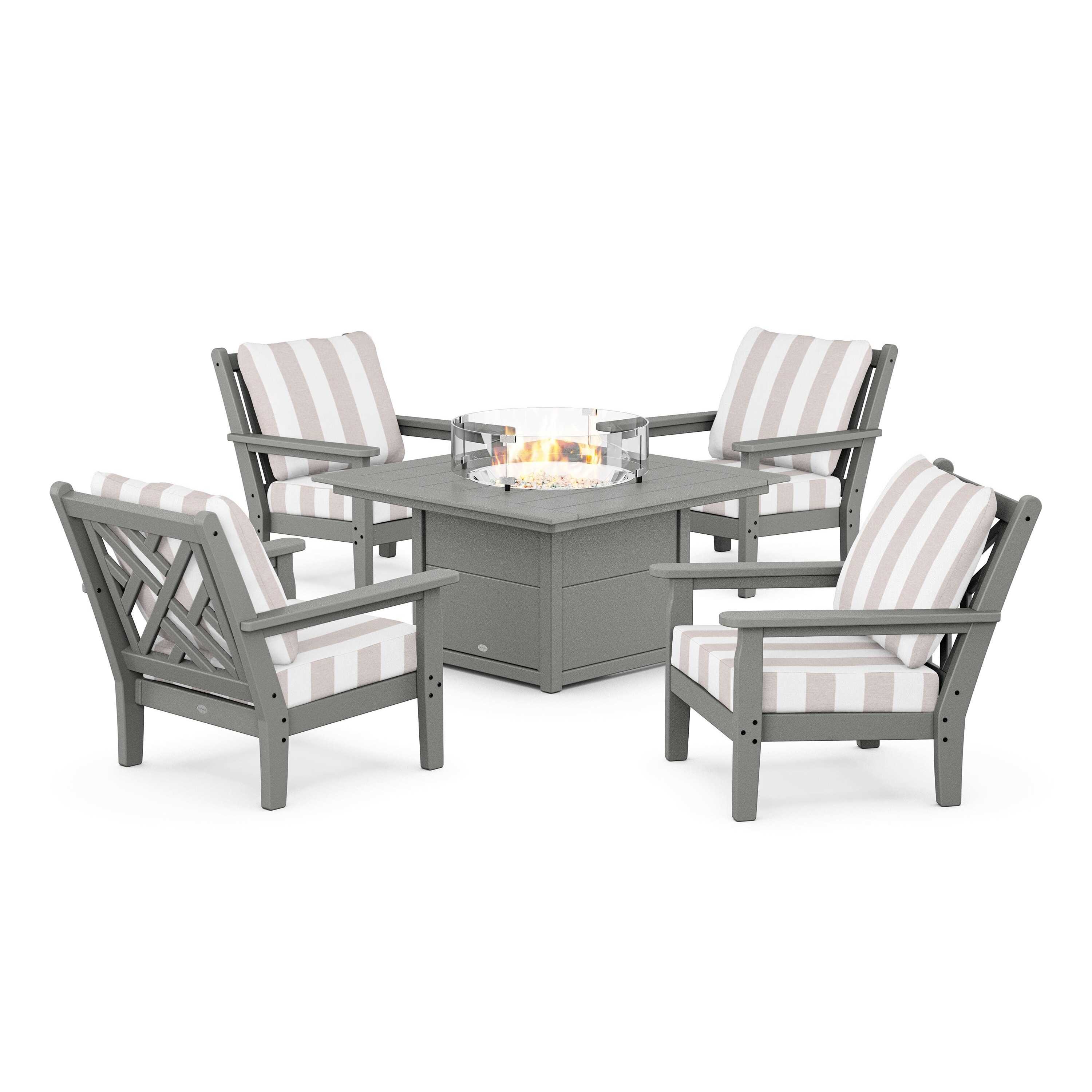 Chippendale 5-Piece Deep Seating Set with Fire Pit Table