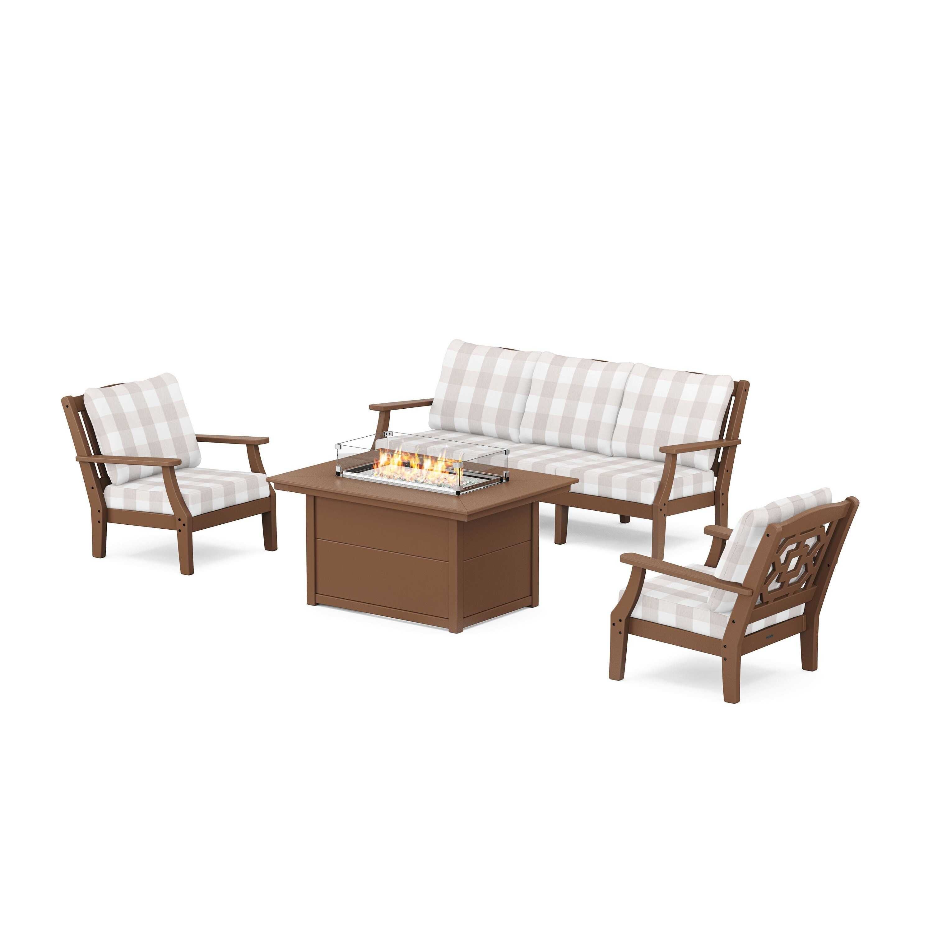 Chinoiserie Deep Seating Fire Pit Table Set