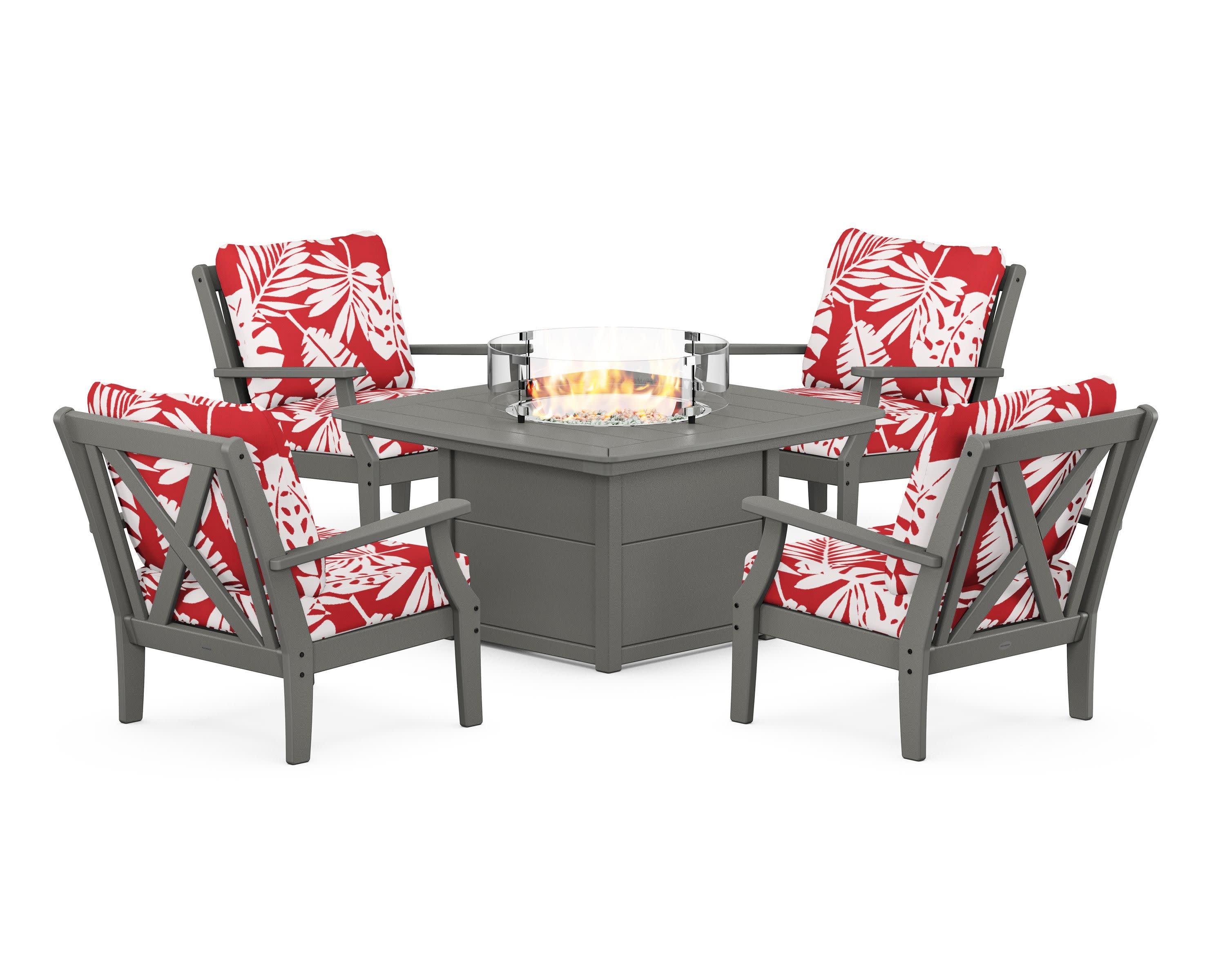 Braxton 5-Piece Deep Seating Conversation Set with Fire Pit Table