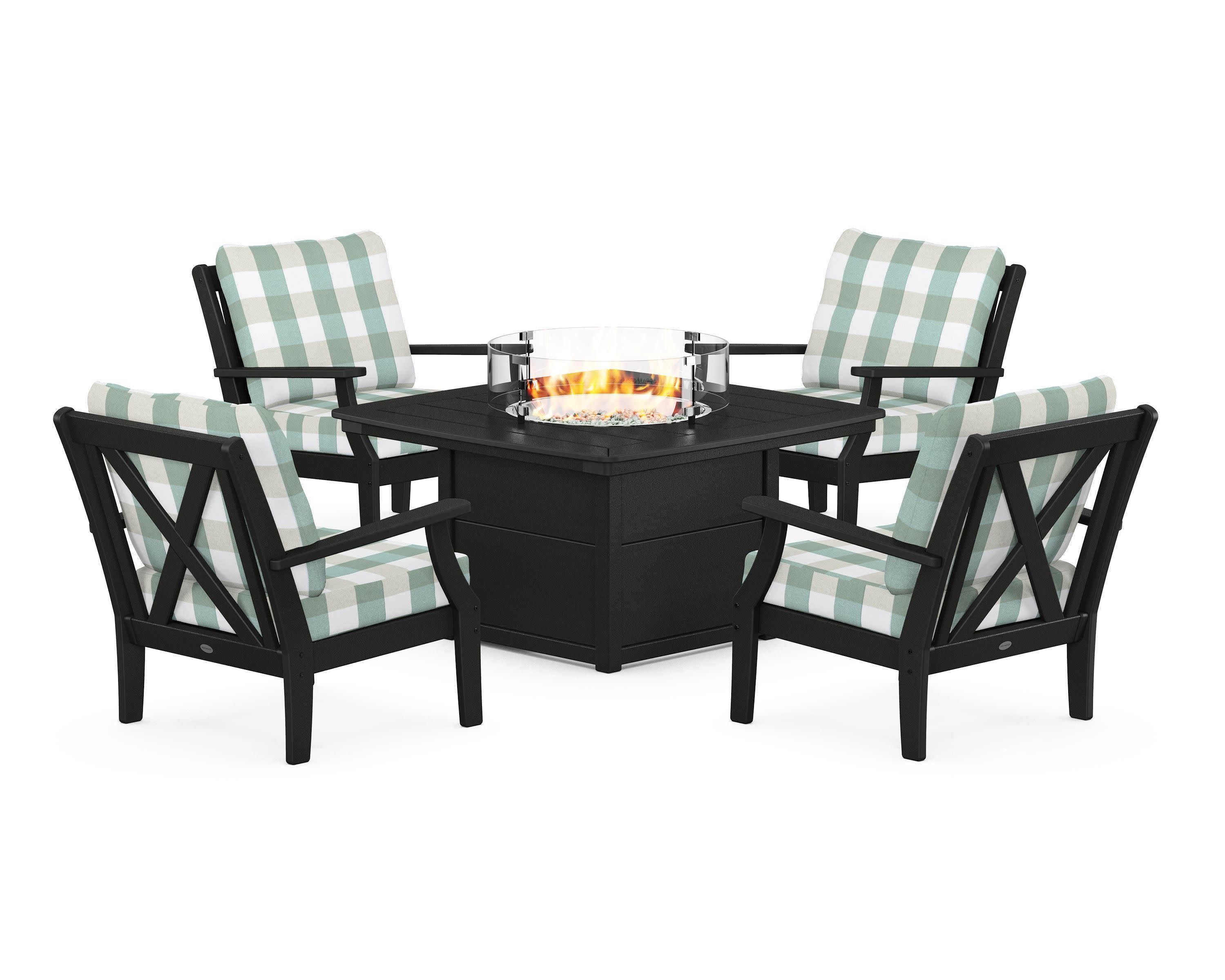 Braxton 5-Piece Deep Seating Conversation Set with Fire Pit Table