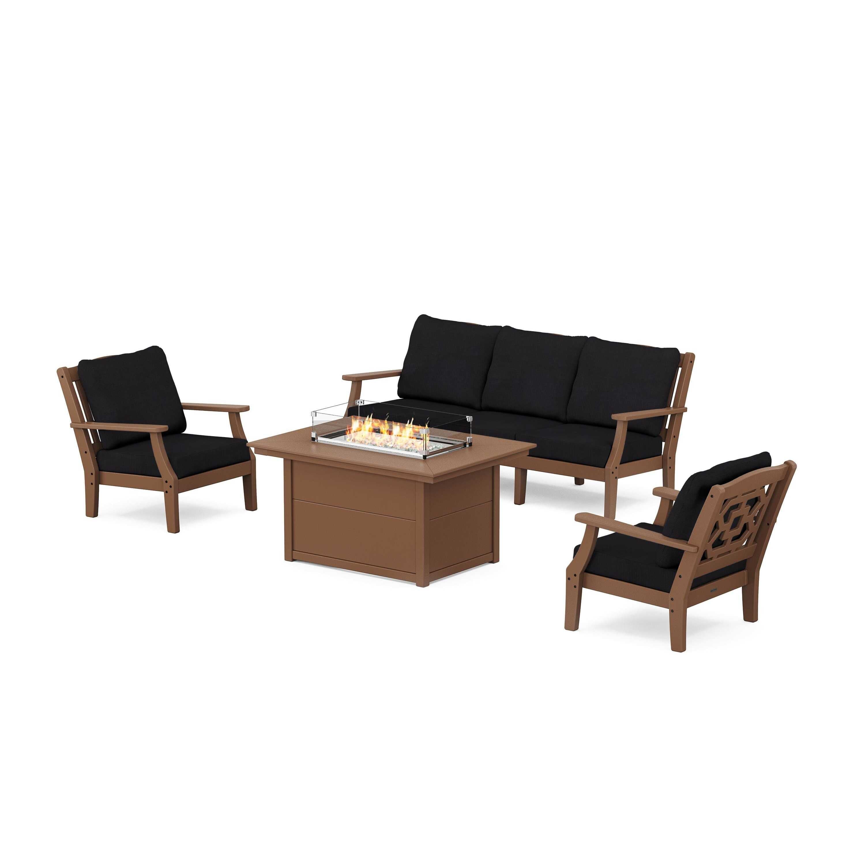 Chinoiserie Deep Seating Fire Pit Table Set