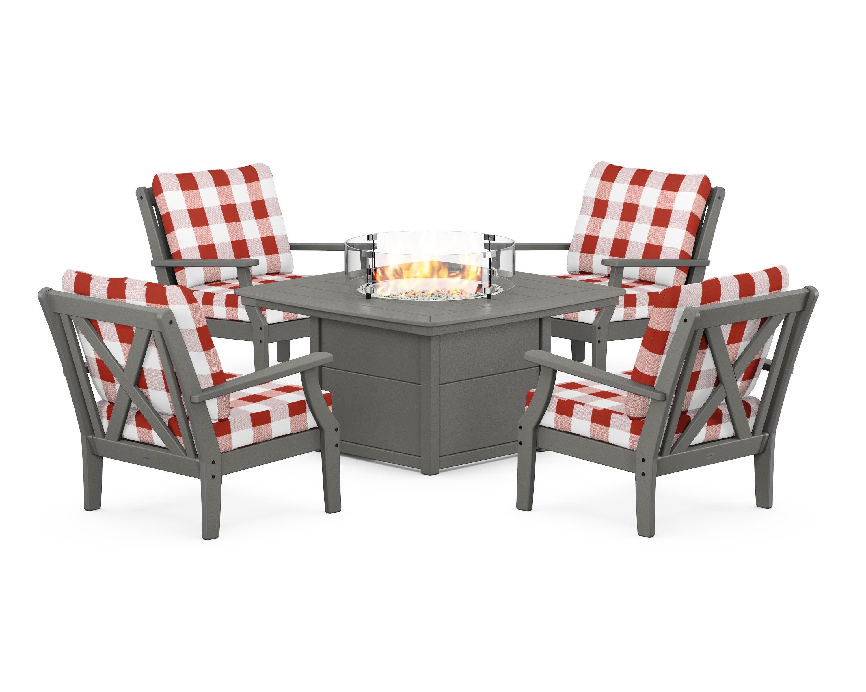 Braxton 5-Piece Deep Seating Conversation Set with Fire Pit Table