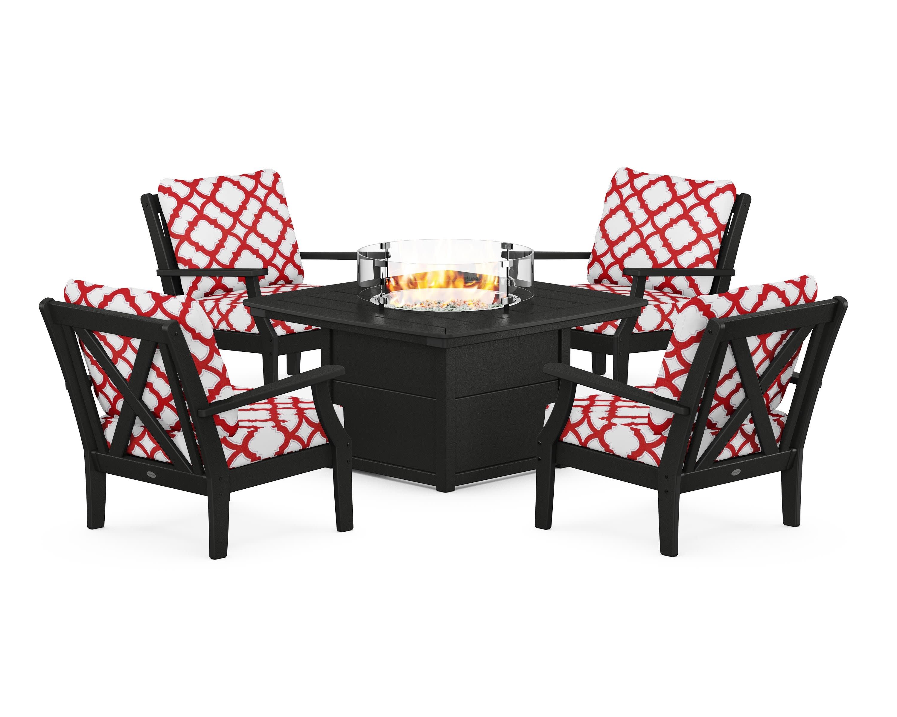 Braxton 5-Piece Deep Seating Conversation Set with Fire Pit Table