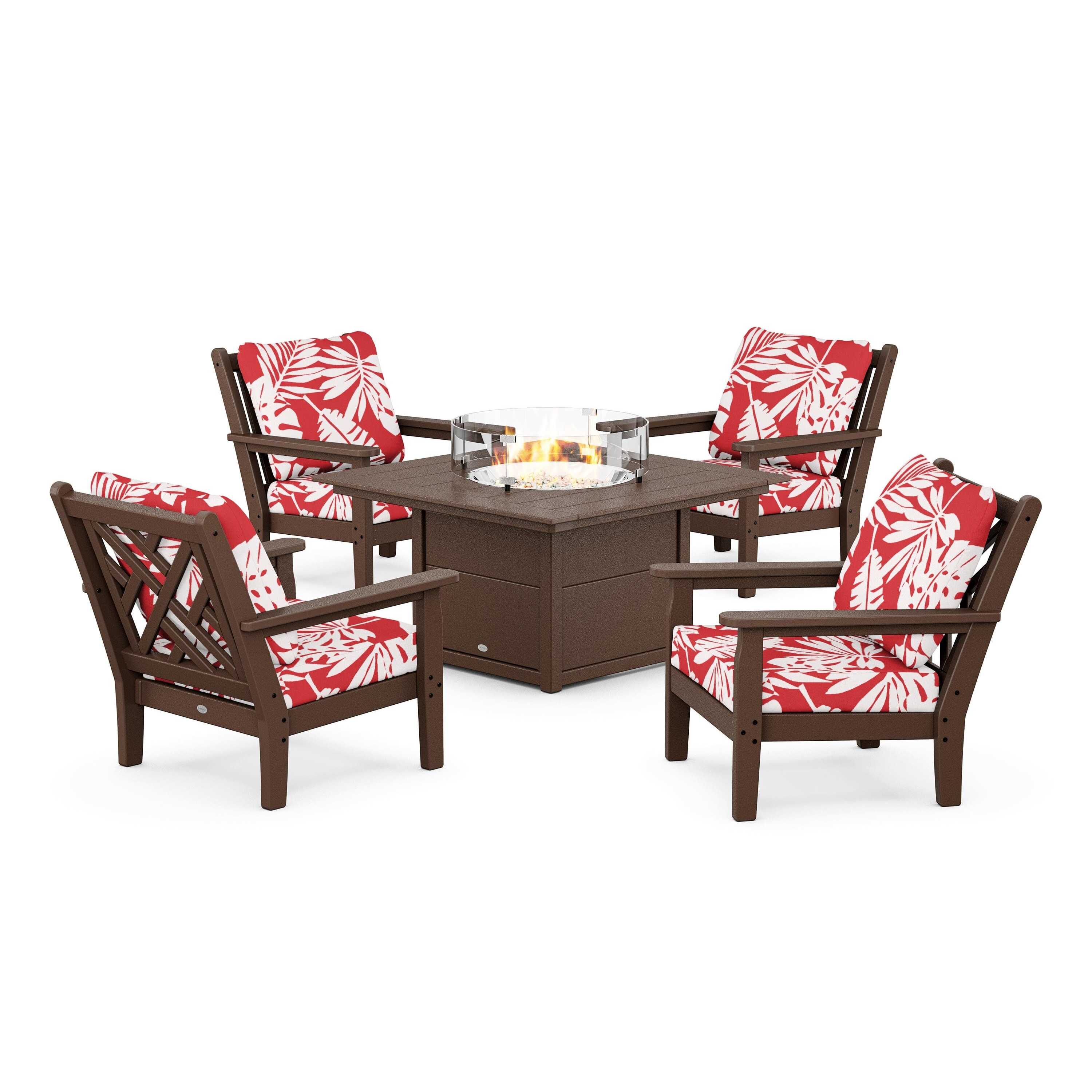 Chippendale 5-Piece Deep Seating Set with Fire Pit Table