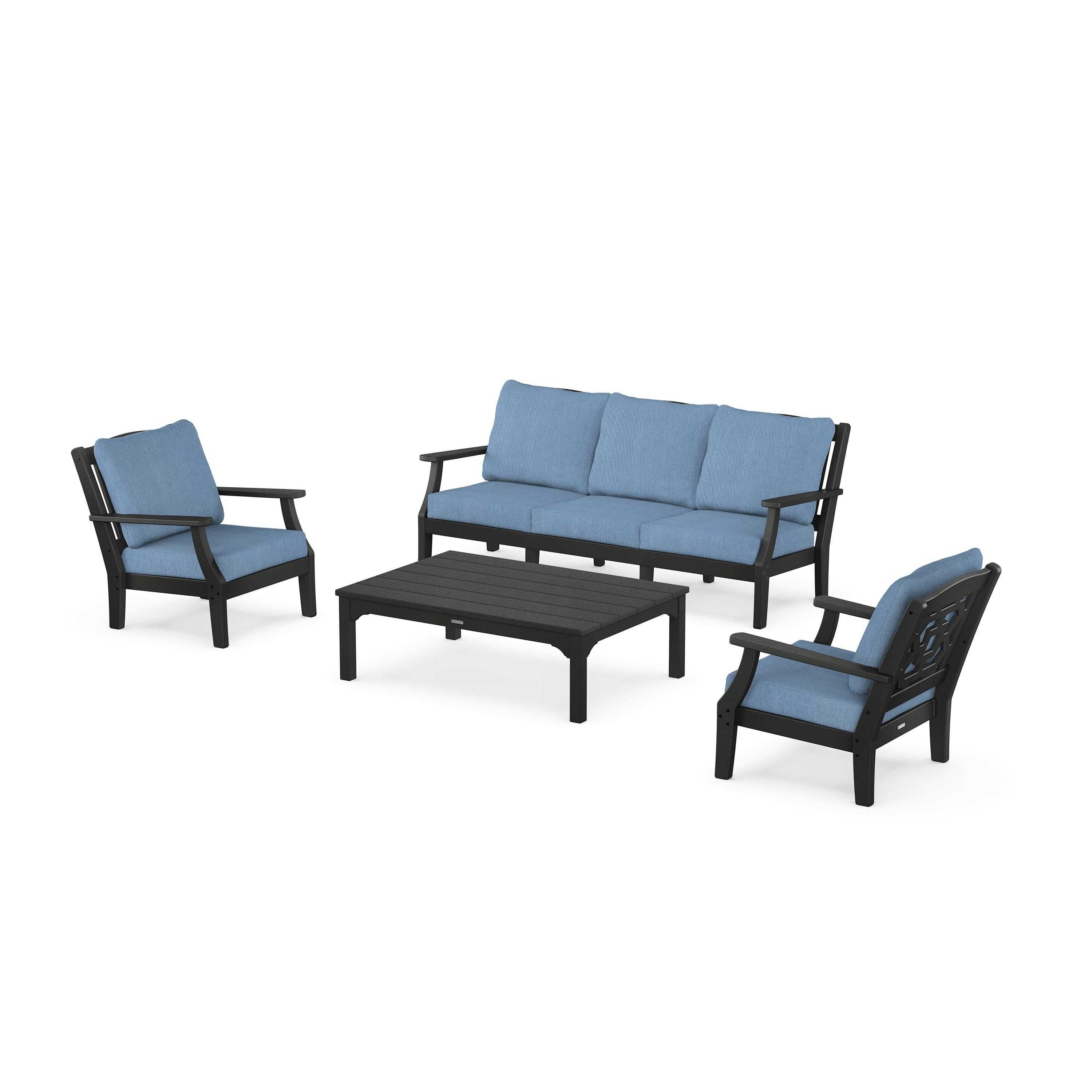 Chinoiserie 4-Piece Deep Seating Set with Sofa
