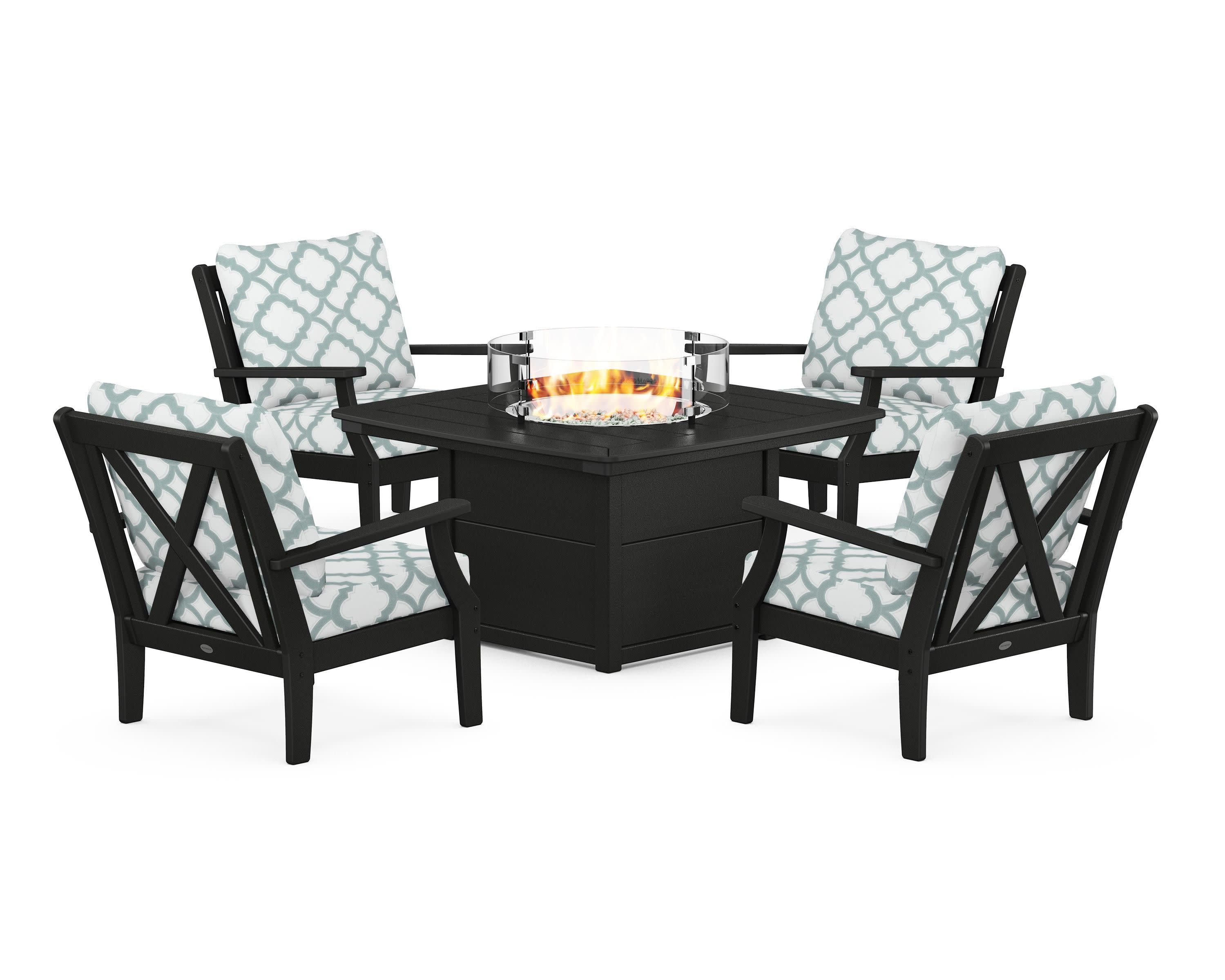 Braxton 5-Piece Deep Seating Conversation Set with Fire Pit Table