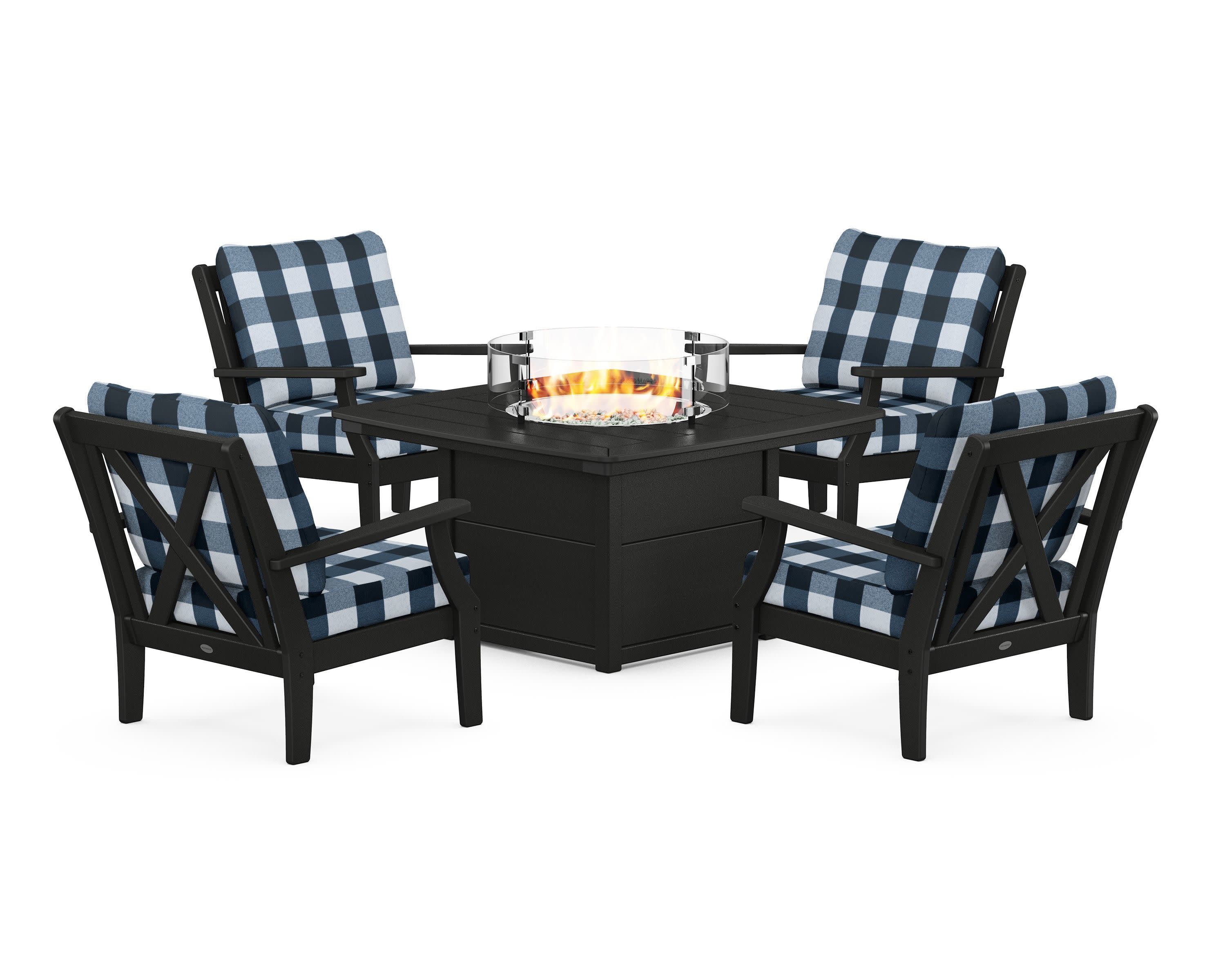 Braxton 5-Piece Deep Seating Conversation Set with Fire Pit Table