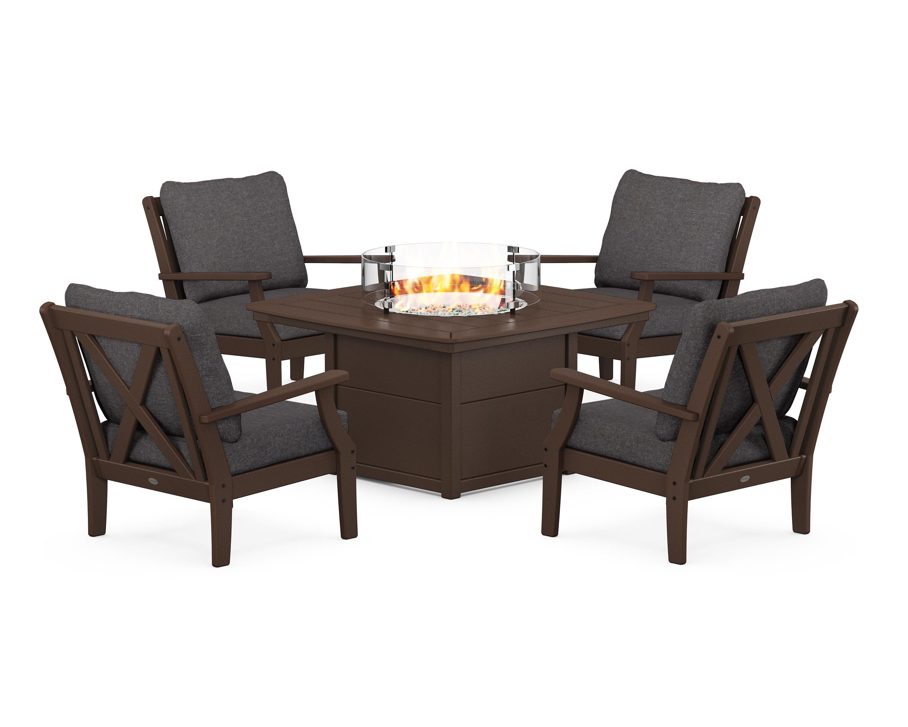 Braxton 5-Piece Deep Seating Conversation Set with Fire Pit Table