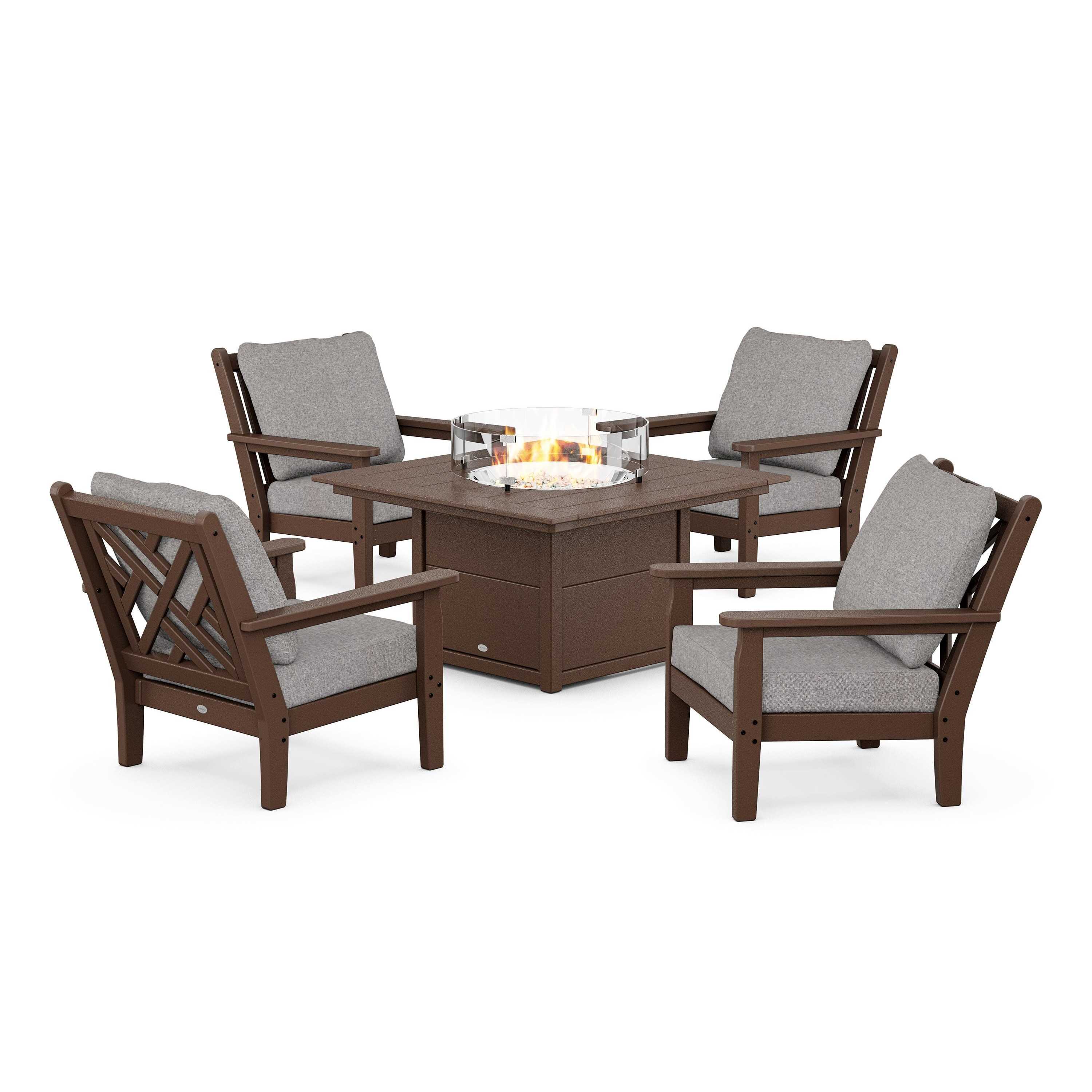 Chippendale 5-Piece Deep Seating Set with Fire Pit Table