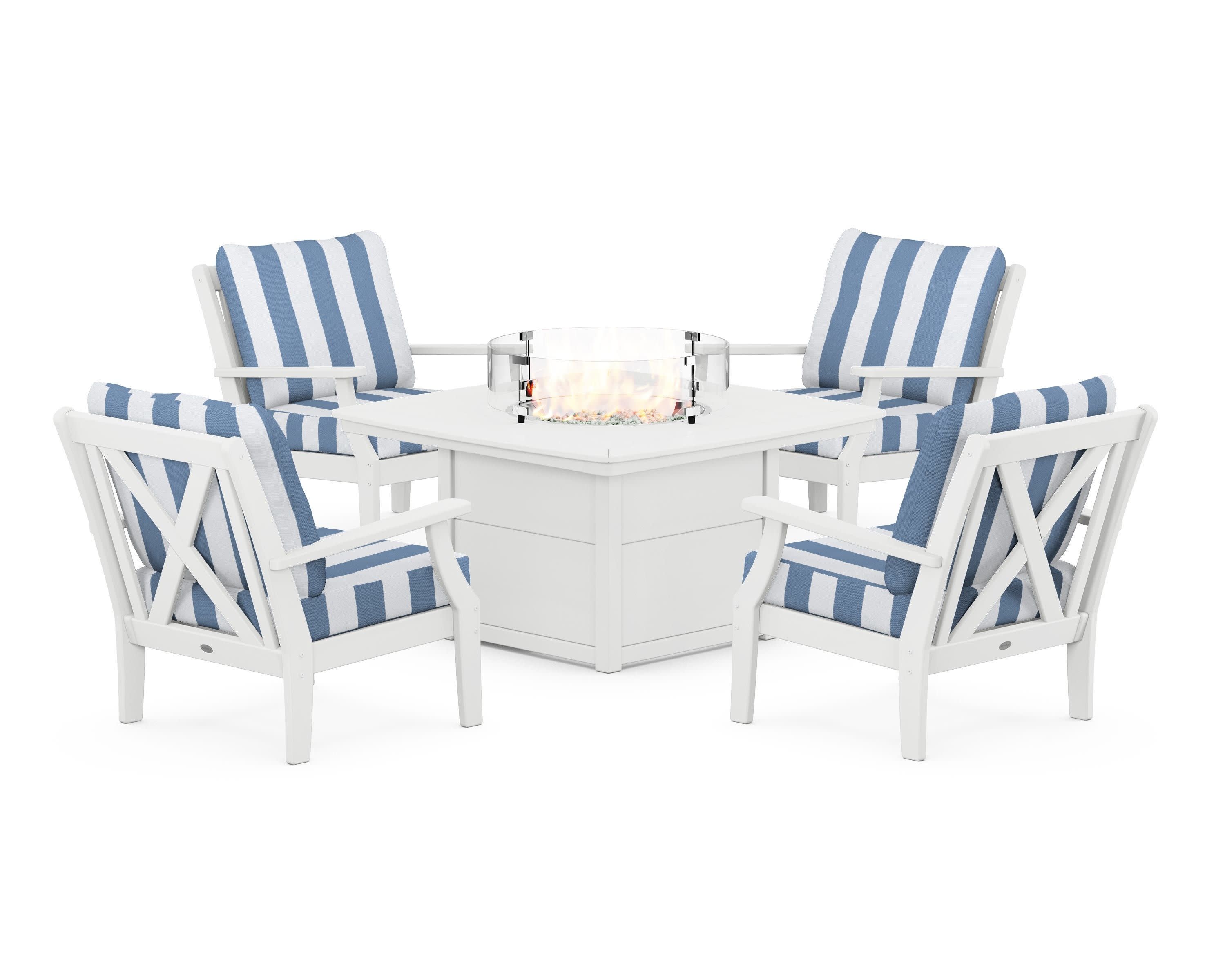 Braxton 5-Piece Deep Seating Conversation Set with Fire Pit Table