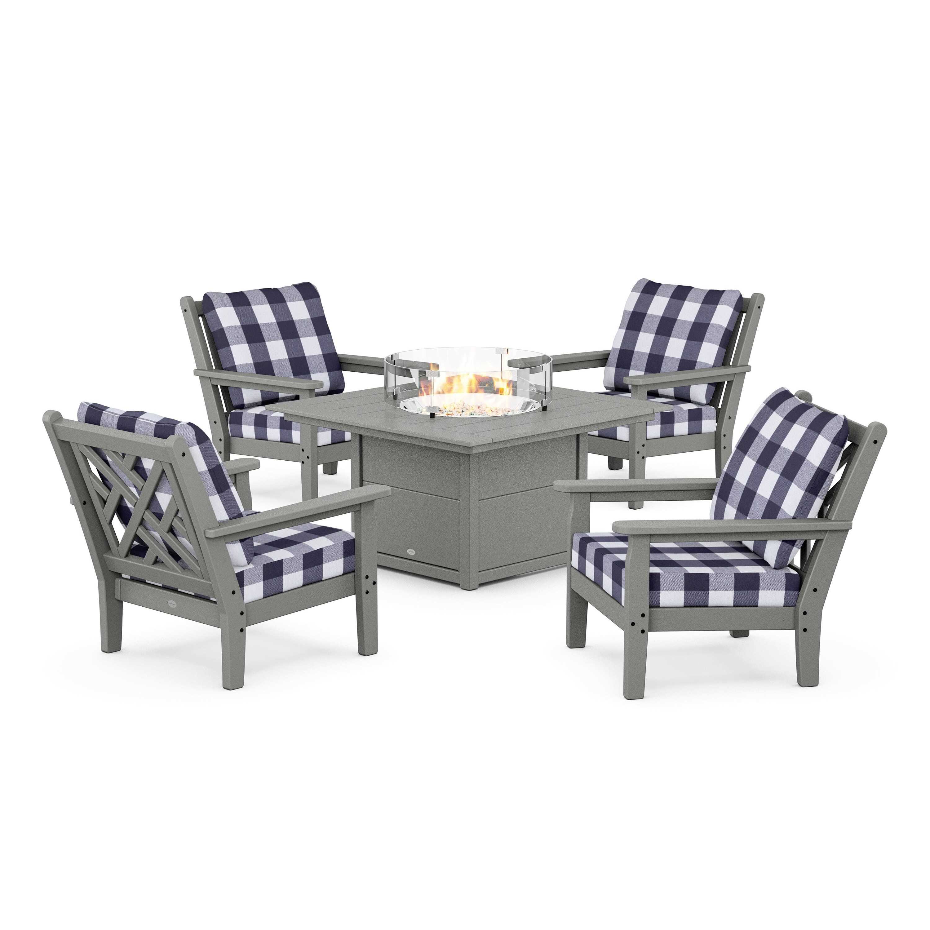 Chippendale 5-Piece Deep Seating Set with Fire Pit Table