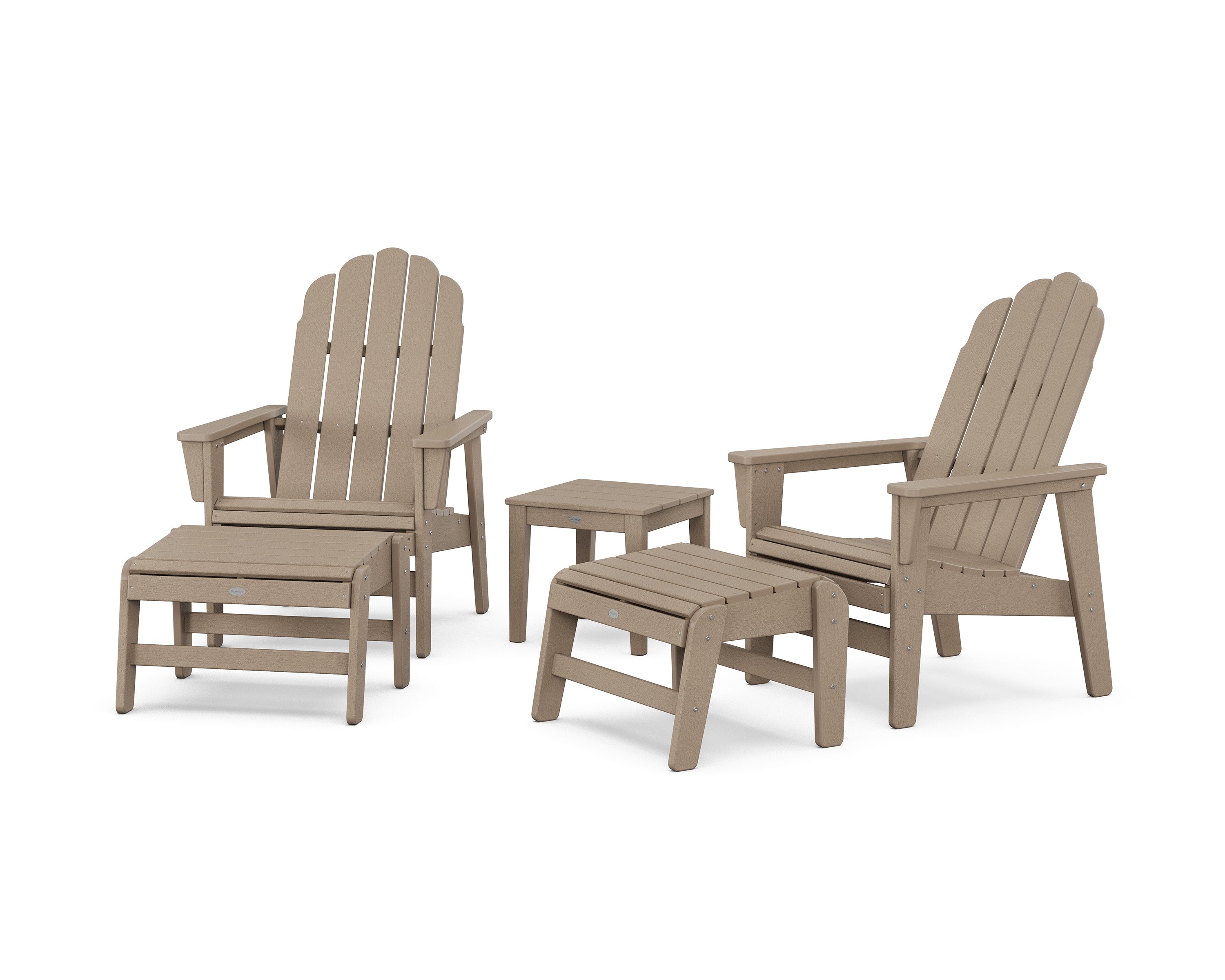 5-Piece Vineyard Grand Upright Adirondack Set with Ottomans and Side Table