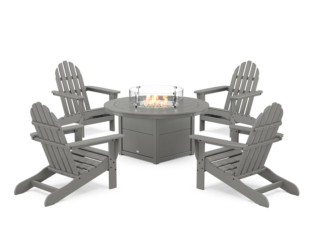 Classic Adirondack 5-Piece Conversation Set with Fire Pit Table