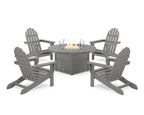Classic Adirondack 5-Piece Conversation Set with Fire Pit Table