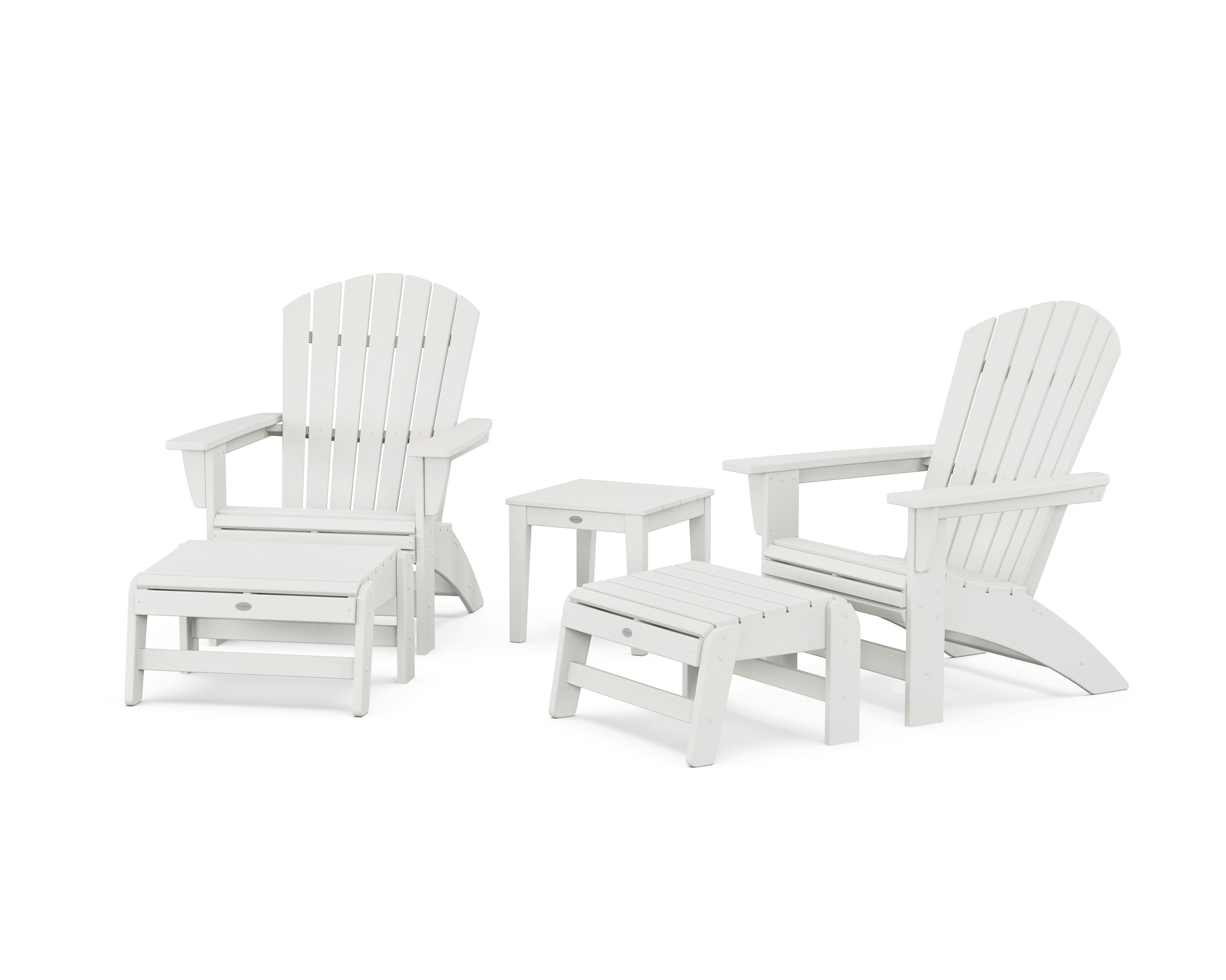 5-Piece Nautical Grand Adirondack Set with Ottomans and Side Table