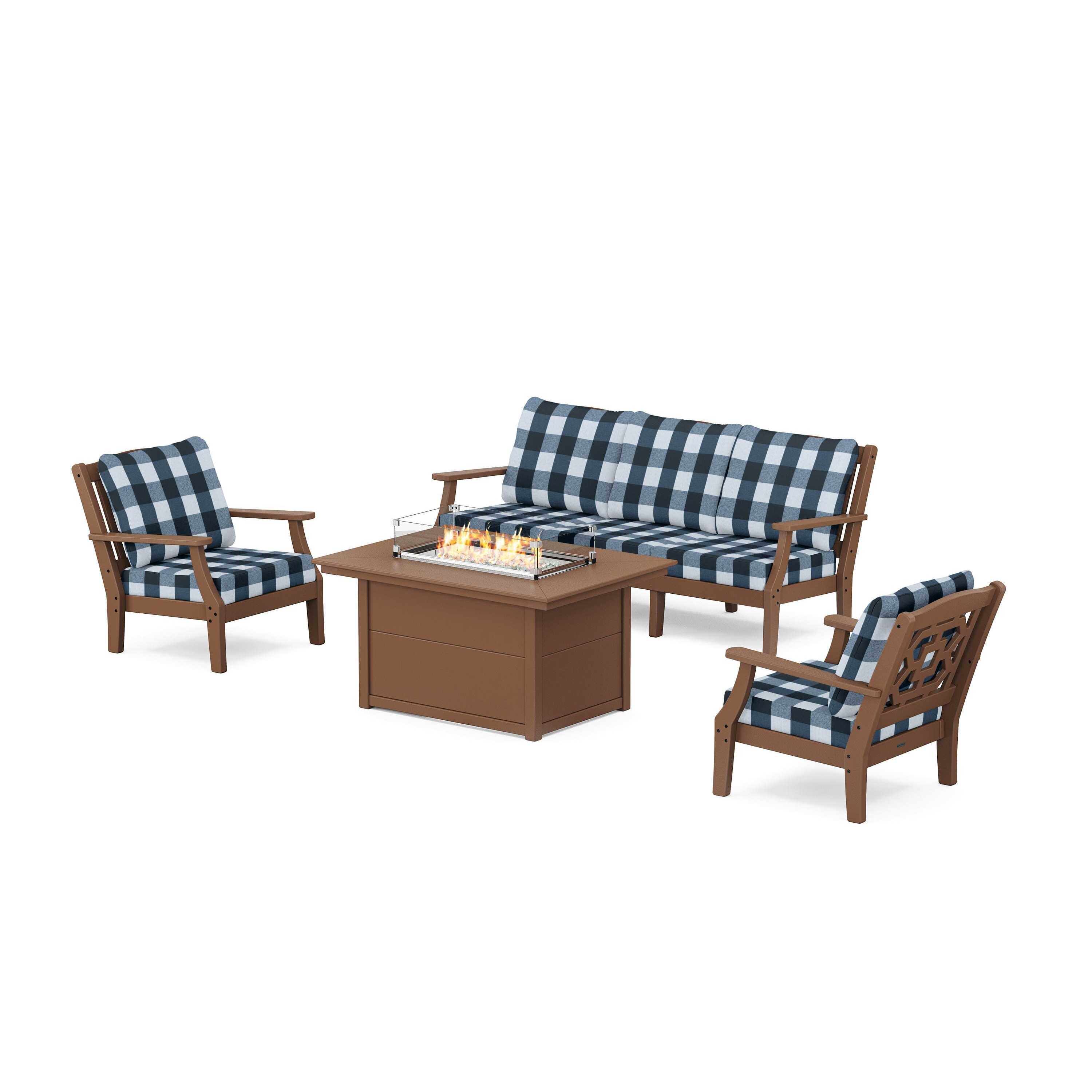 Chinoiserie Deep Seating Fire Pit Table Set