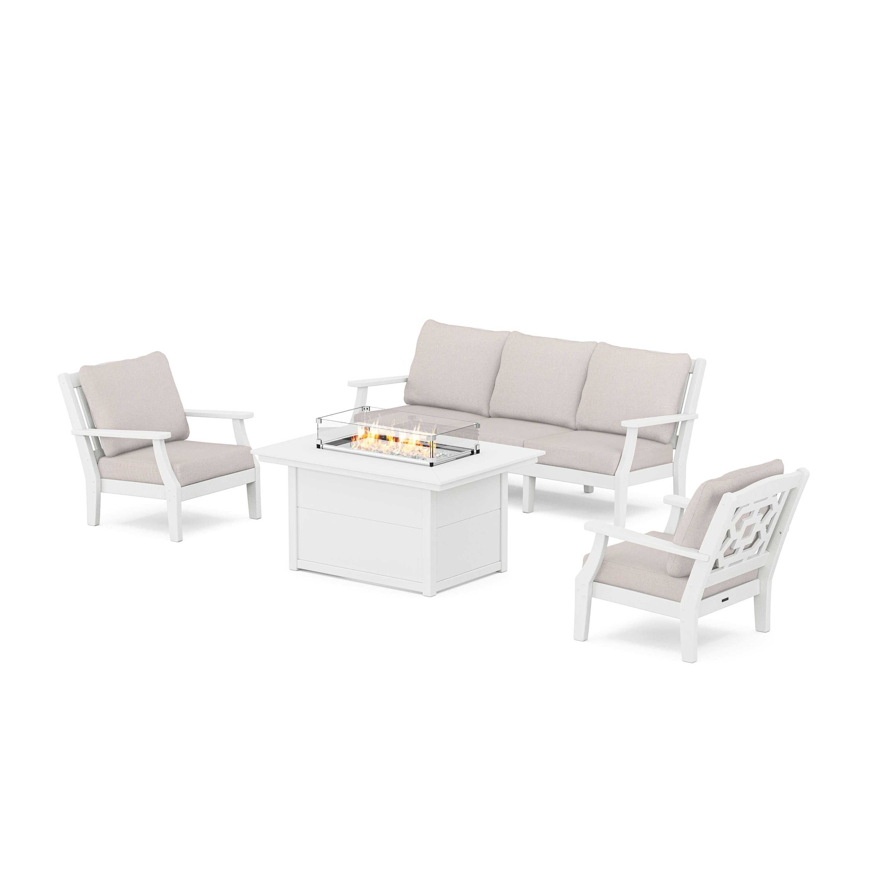 Chinoiserie Deep Seating Fire Pit Table Set