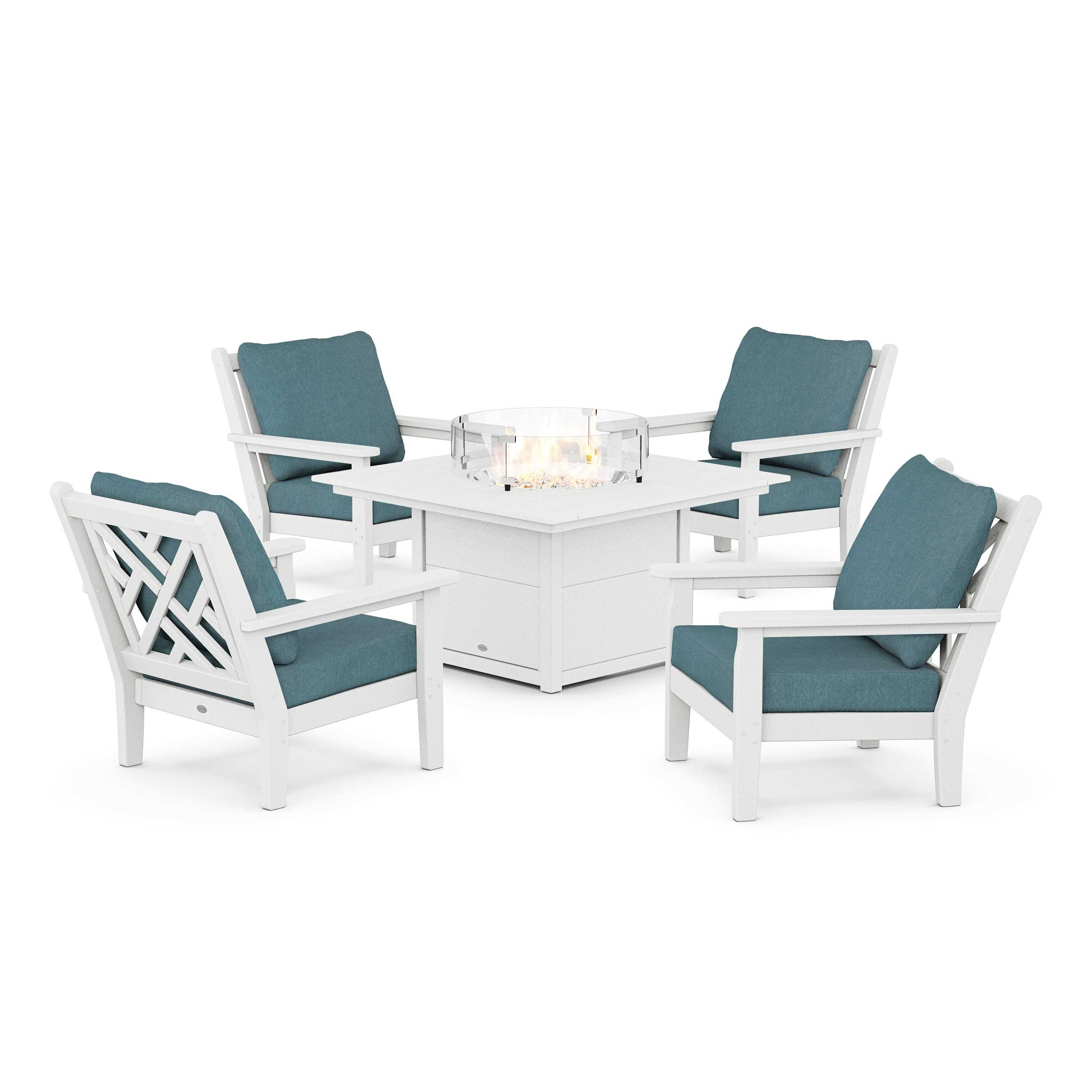 Chippendale 5-Piece Deep Seating Set with Fire Pit Table
