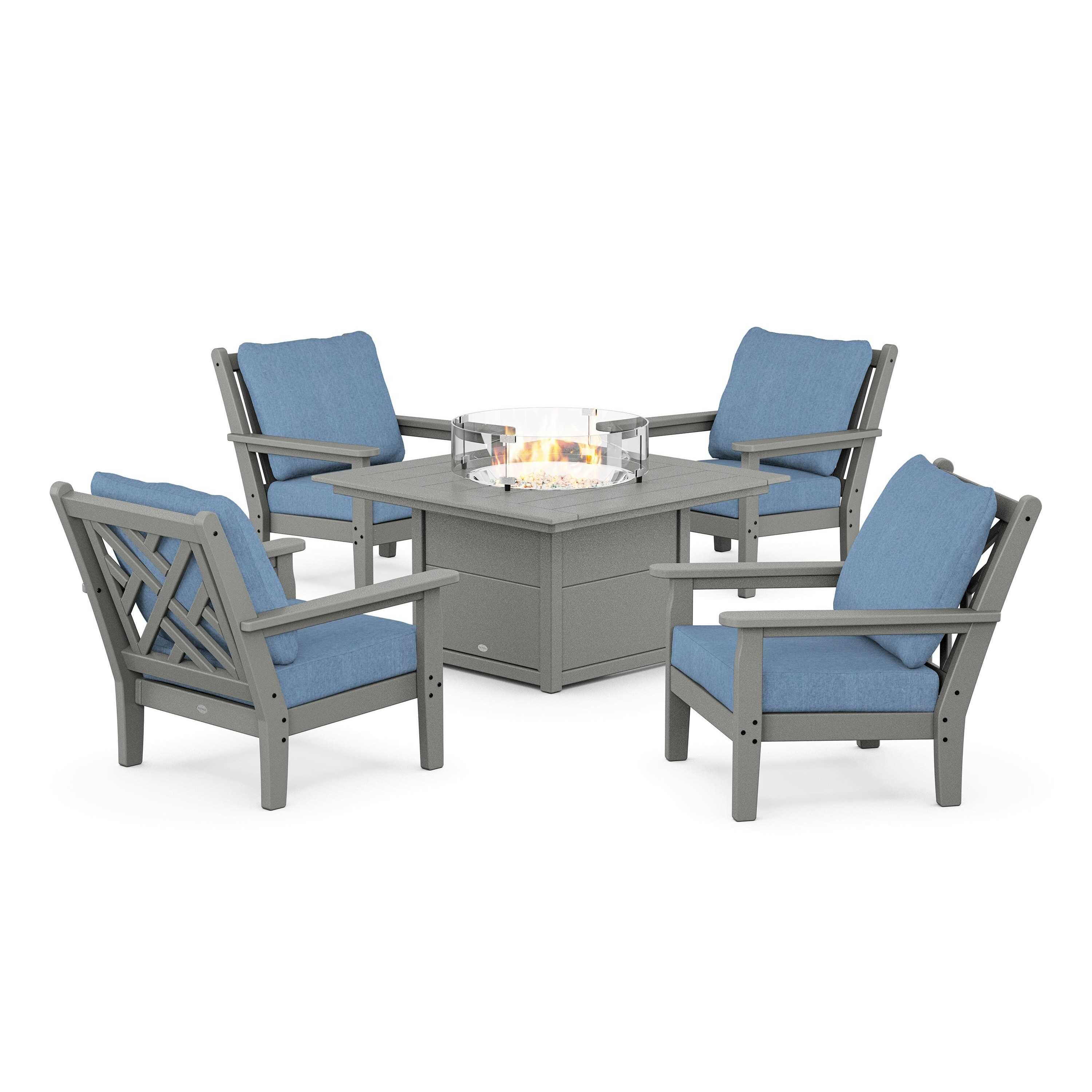 Chippendale 5-Piece Deep Seating Set with Fire Pit Table