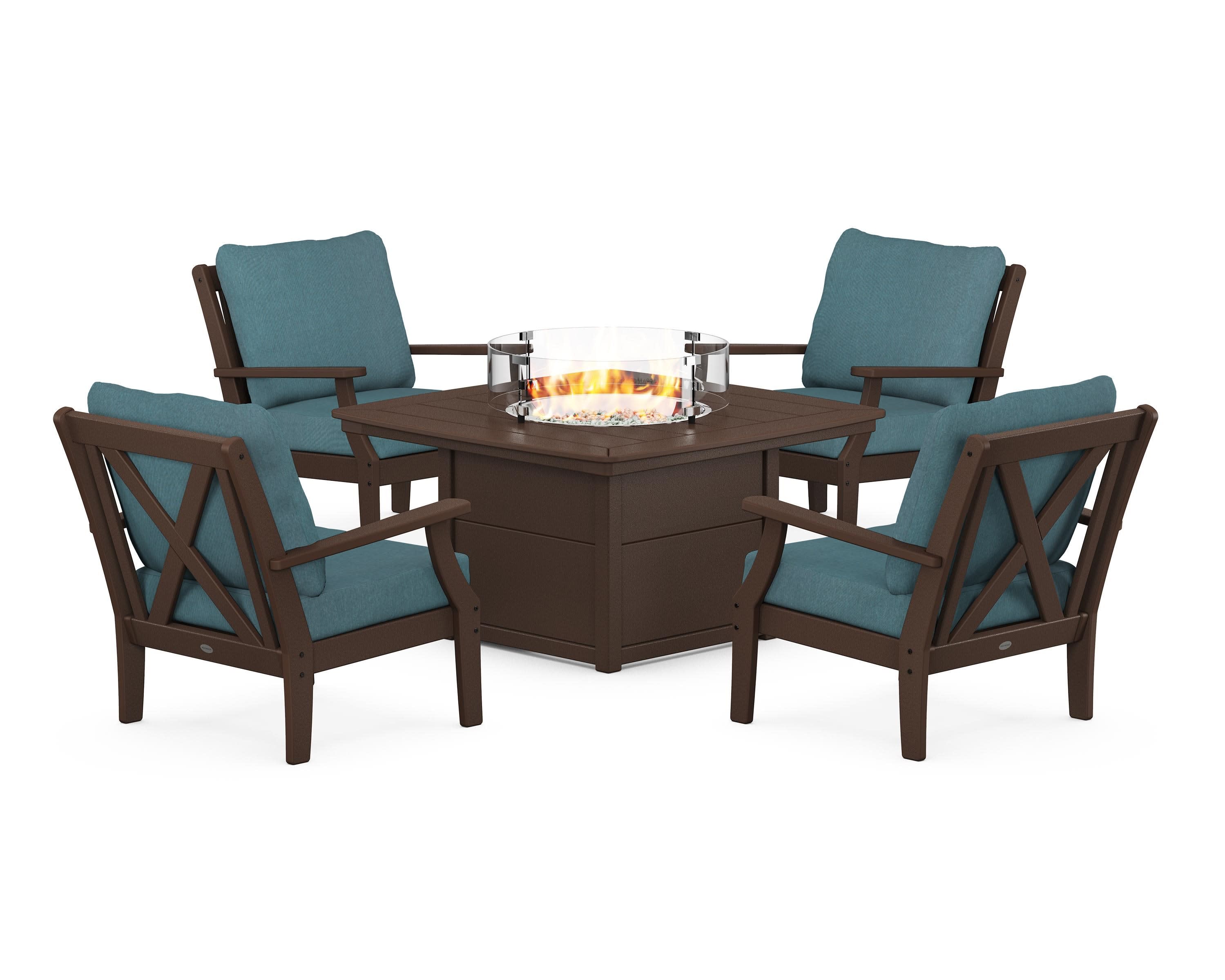 Braxton 5-Piece Deep Seating Conversation Set with Fire Pit Table