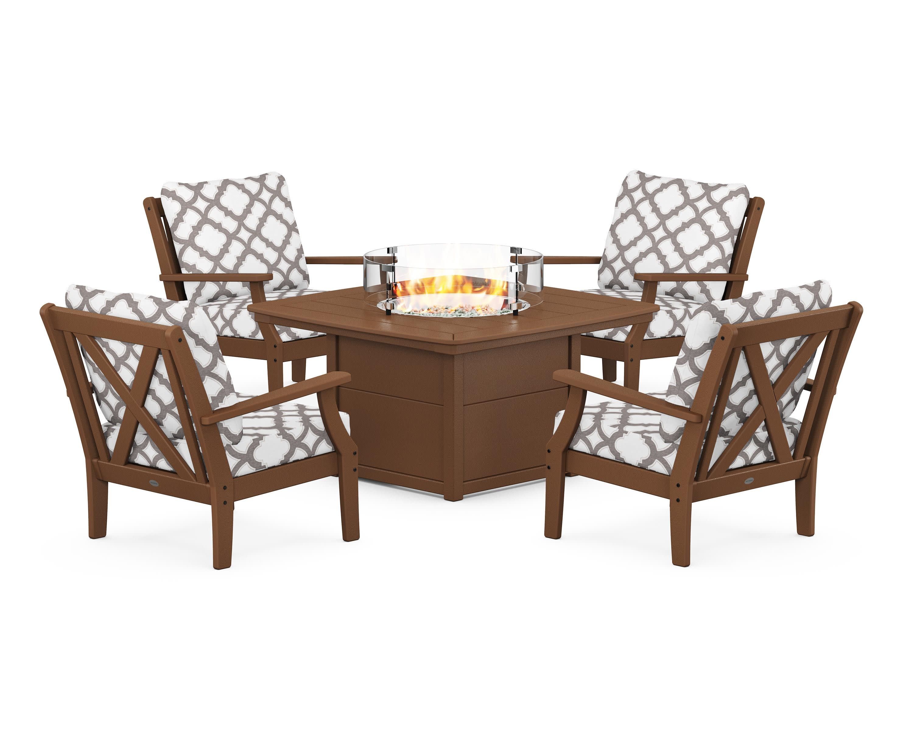 Braxton 5-Piece Deep Seating Conversation Set with Fire Pit Table