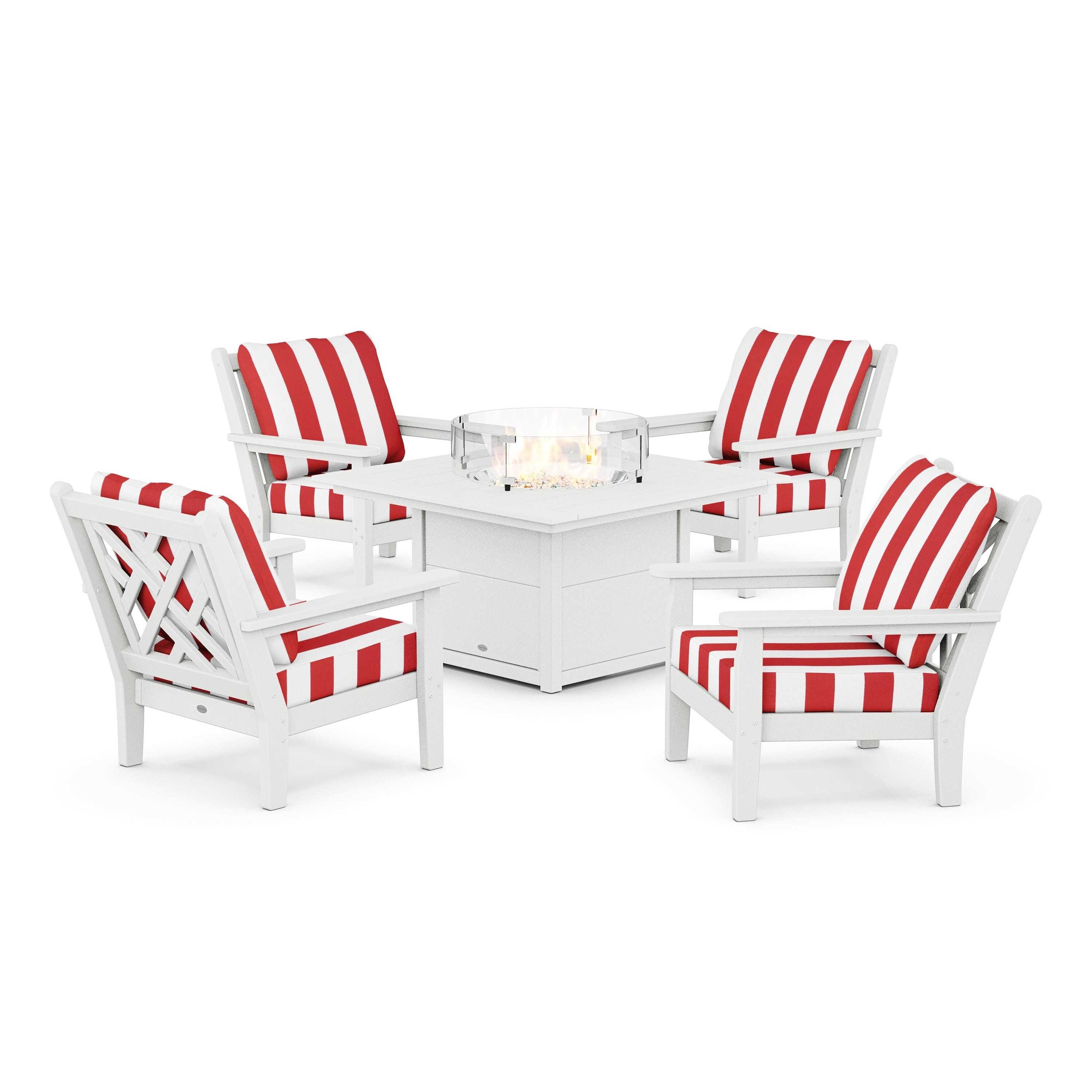 Chippendale 5-Piece Deep Seating Set with Fire Pit Table