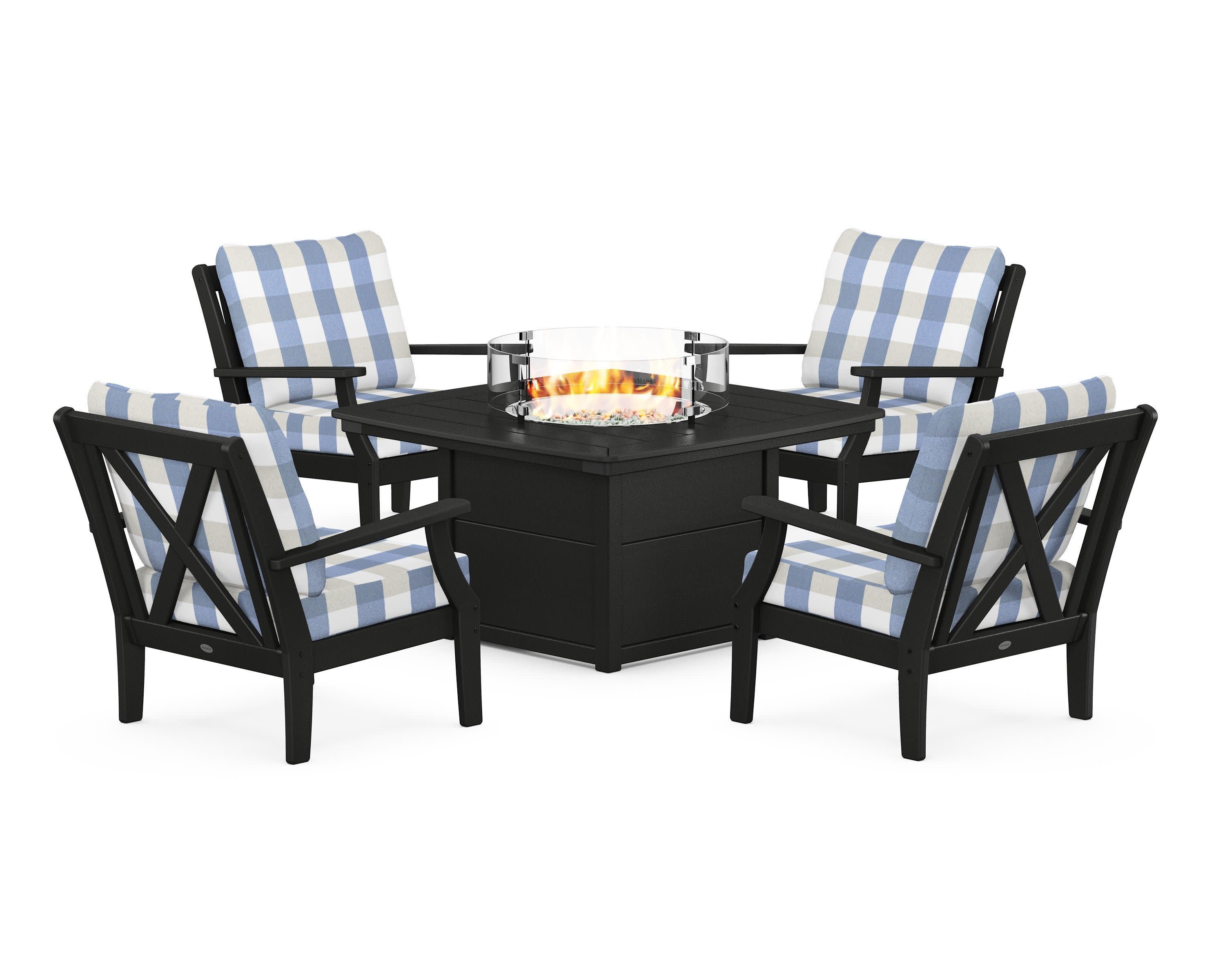 Braxton 5-Piece Deep Seating Conversation Set with Fire Pit Table