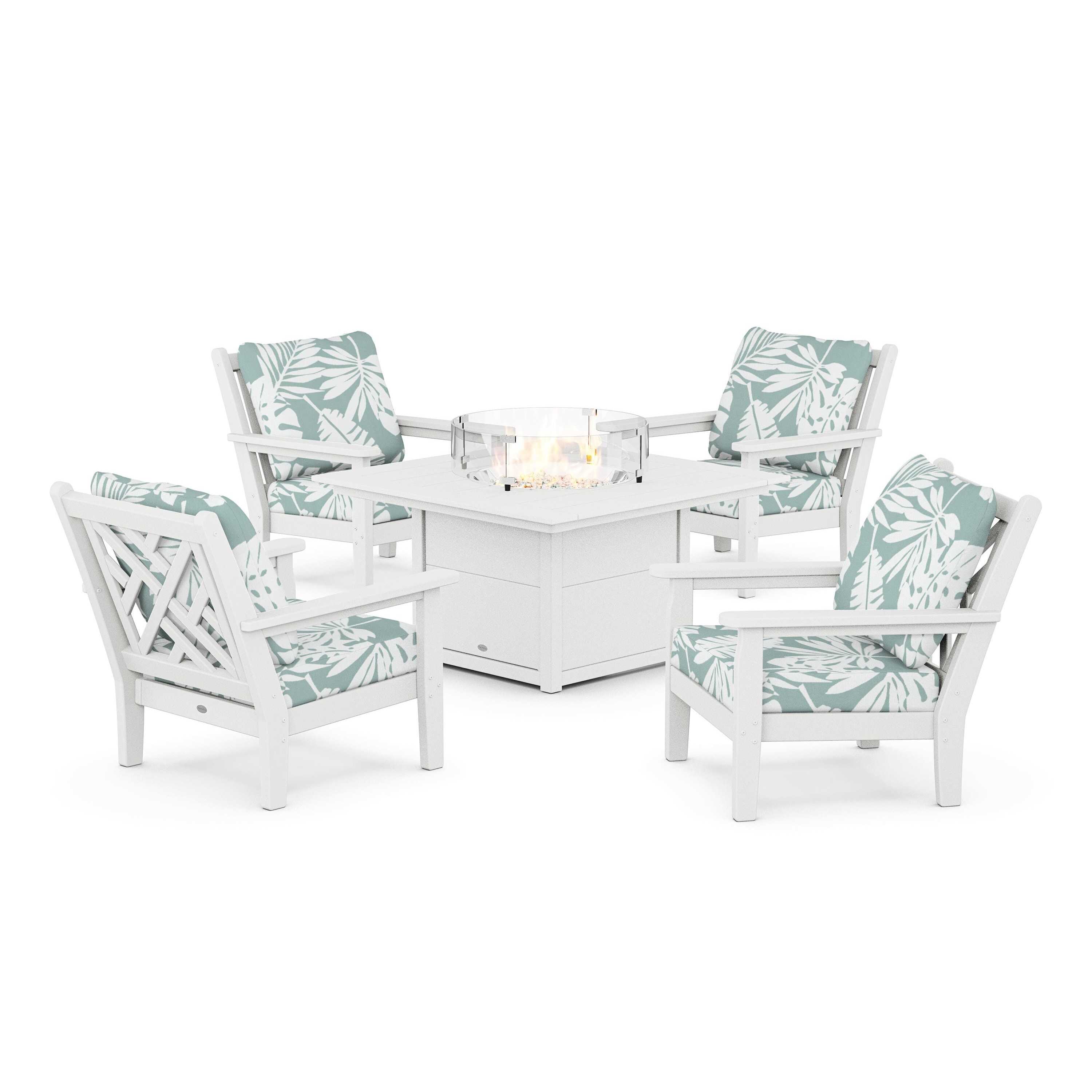 Chippendale 5-Piece Deep Seating Set with Fire Pit Table