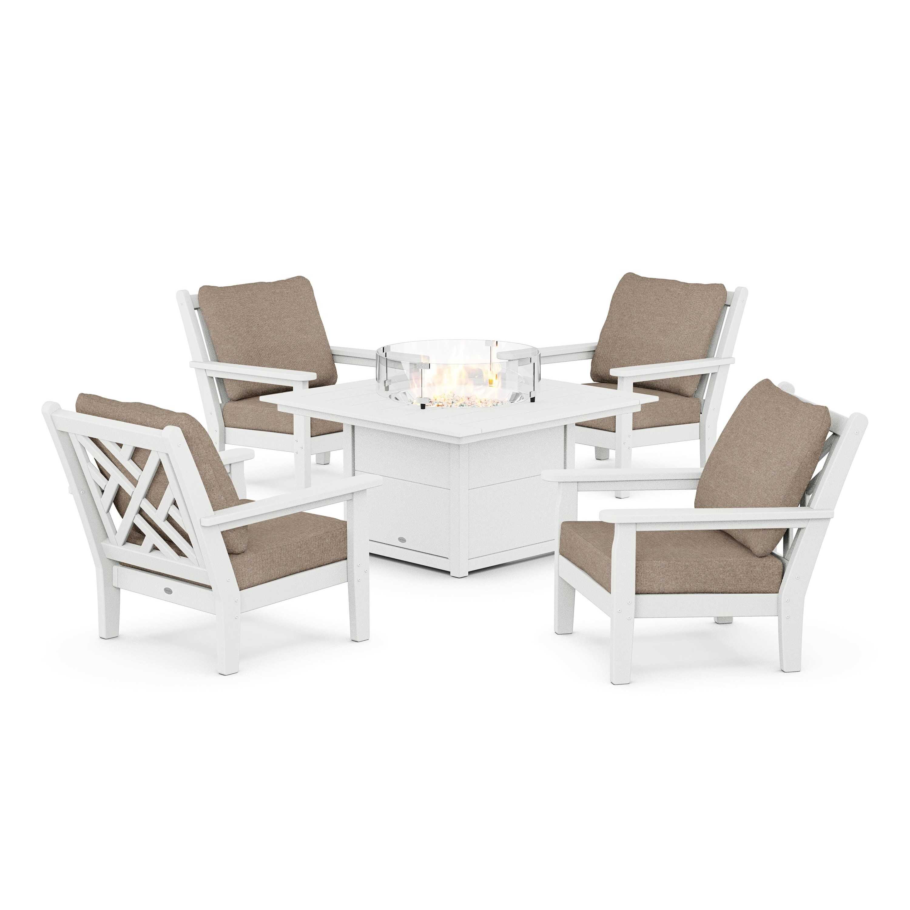 Chippendale 5-Piece Deep Seating Set with Fire Pit Table