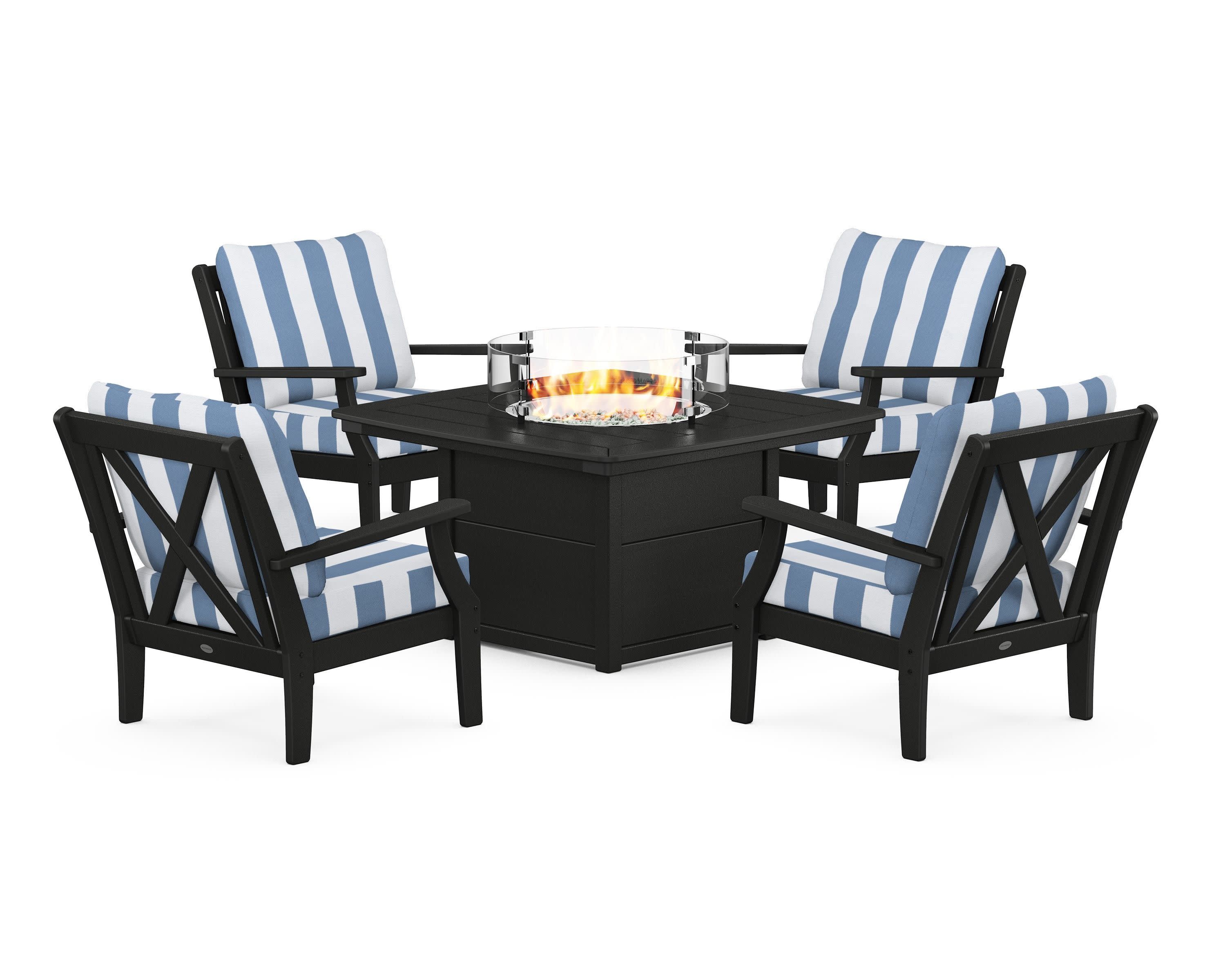 Braxton 5-Piece Deep Seating Conversation Set with Fire Pit Table